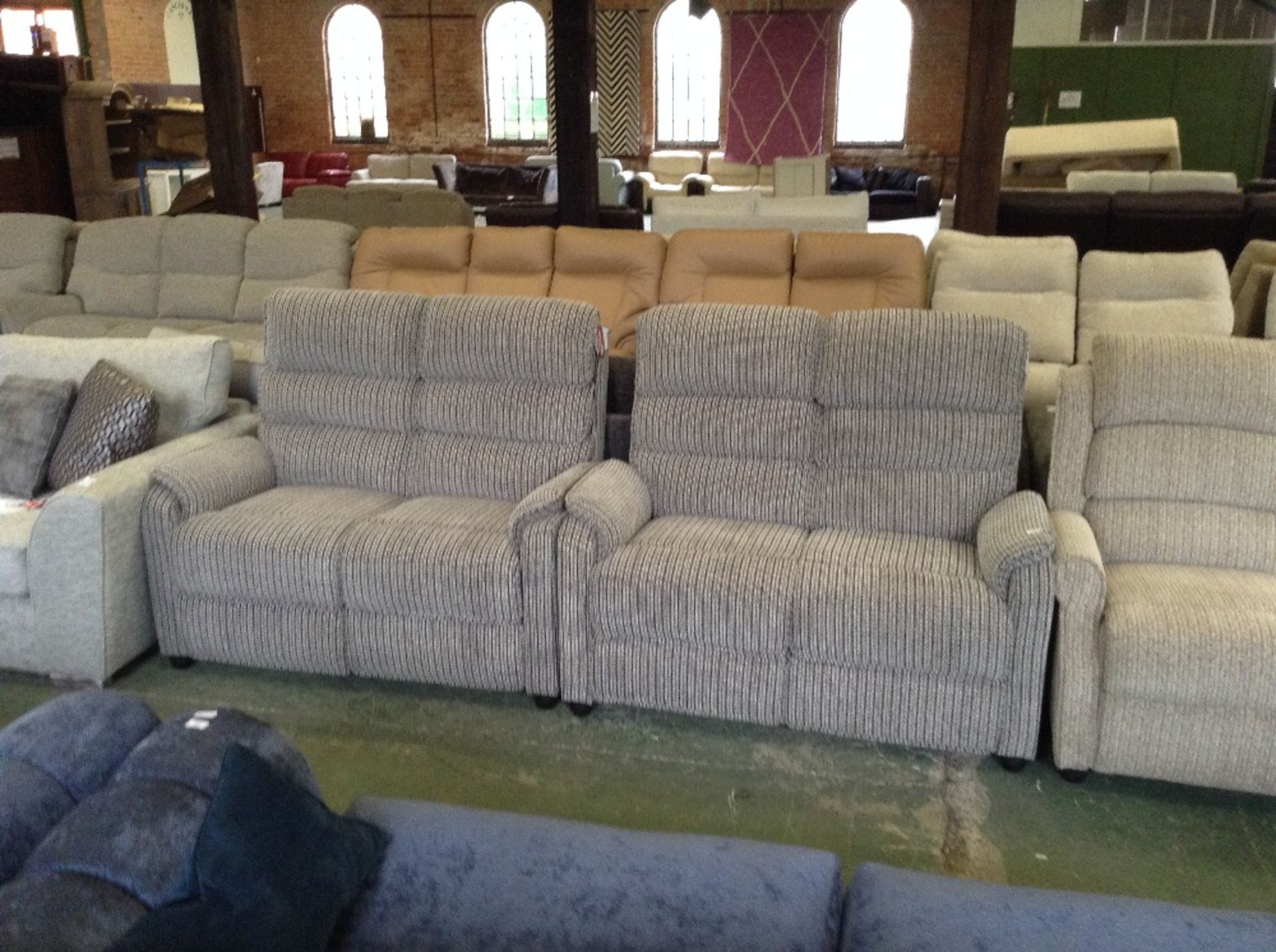 2 x BARCLAY GREY PATTERNED 2 SEATER SOFAS