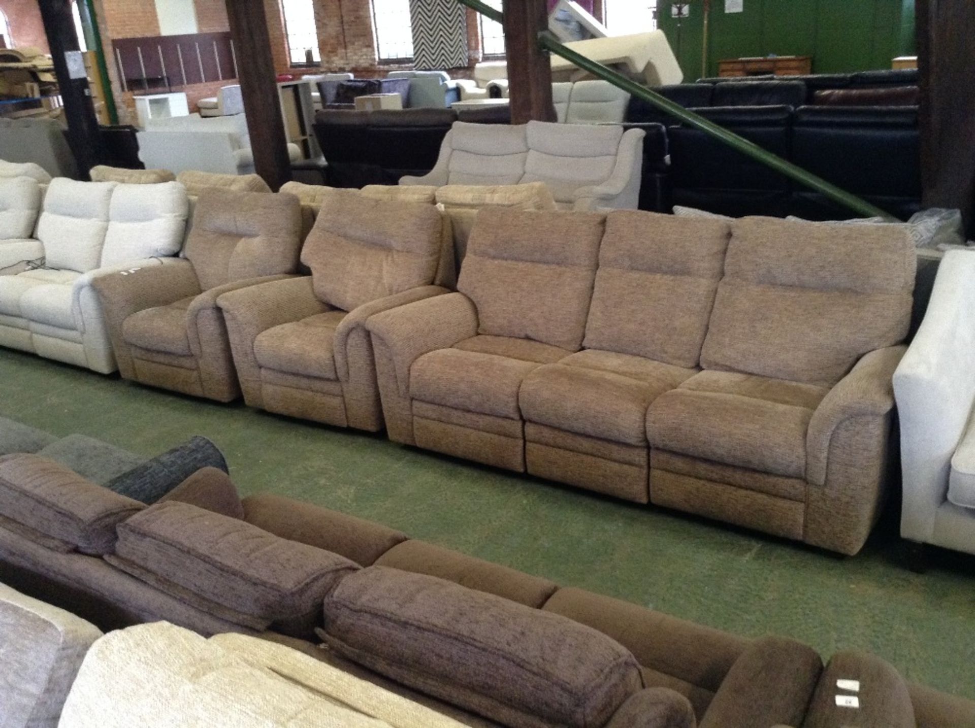 BISCUIT HIGH BACK 3 SEATER SOFA AND 2 CHAIRS (TR00