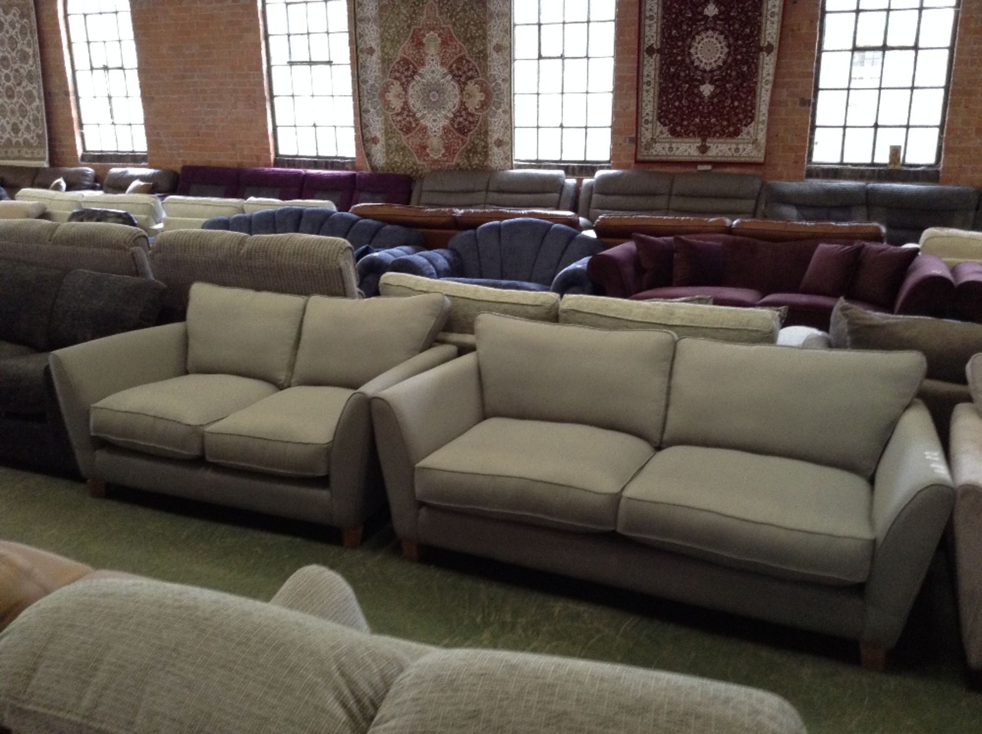 SKY BLUE 3 SEATER SOFA AND 2 SEATER SOFA (2)