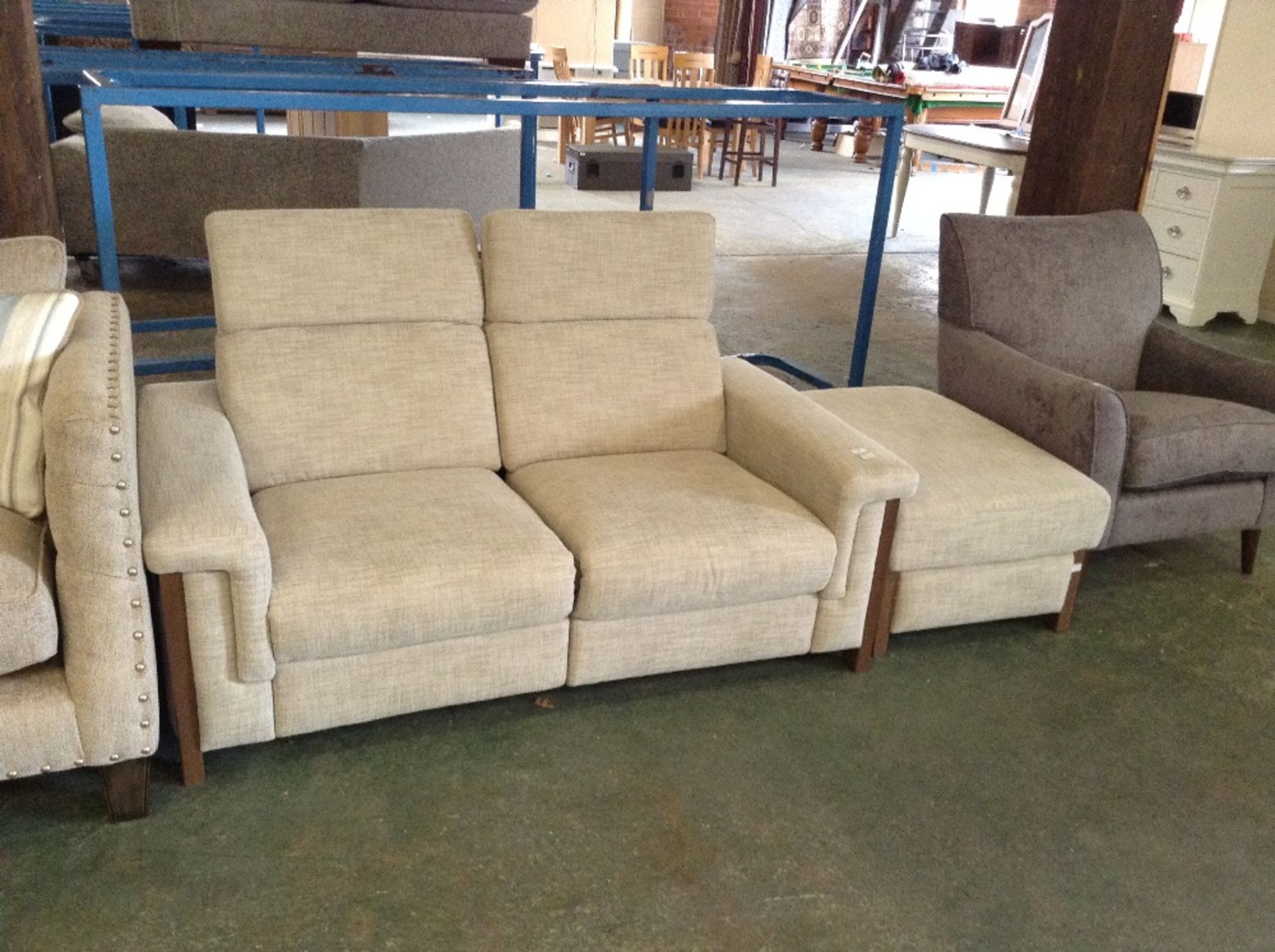 PORTO NATURAL 2 SEATER SOFA AND FOOTSTOOL WITH ADJ