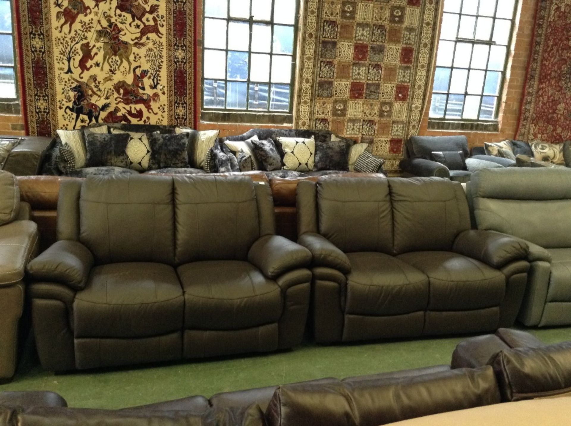 2 x BROWN LEATHER 2 SEATER SOFAS (20792-20793)