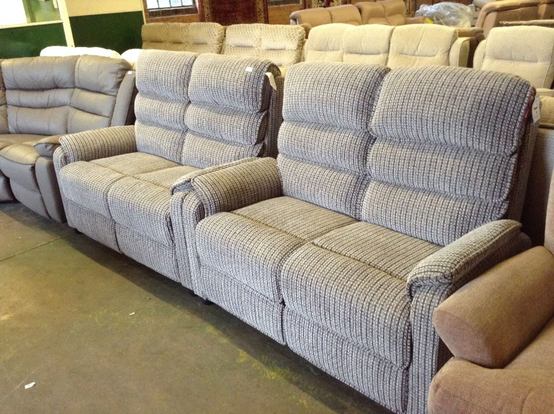 2 x BARCLAY GREY PATTERNED 2 SEATER SOFAS