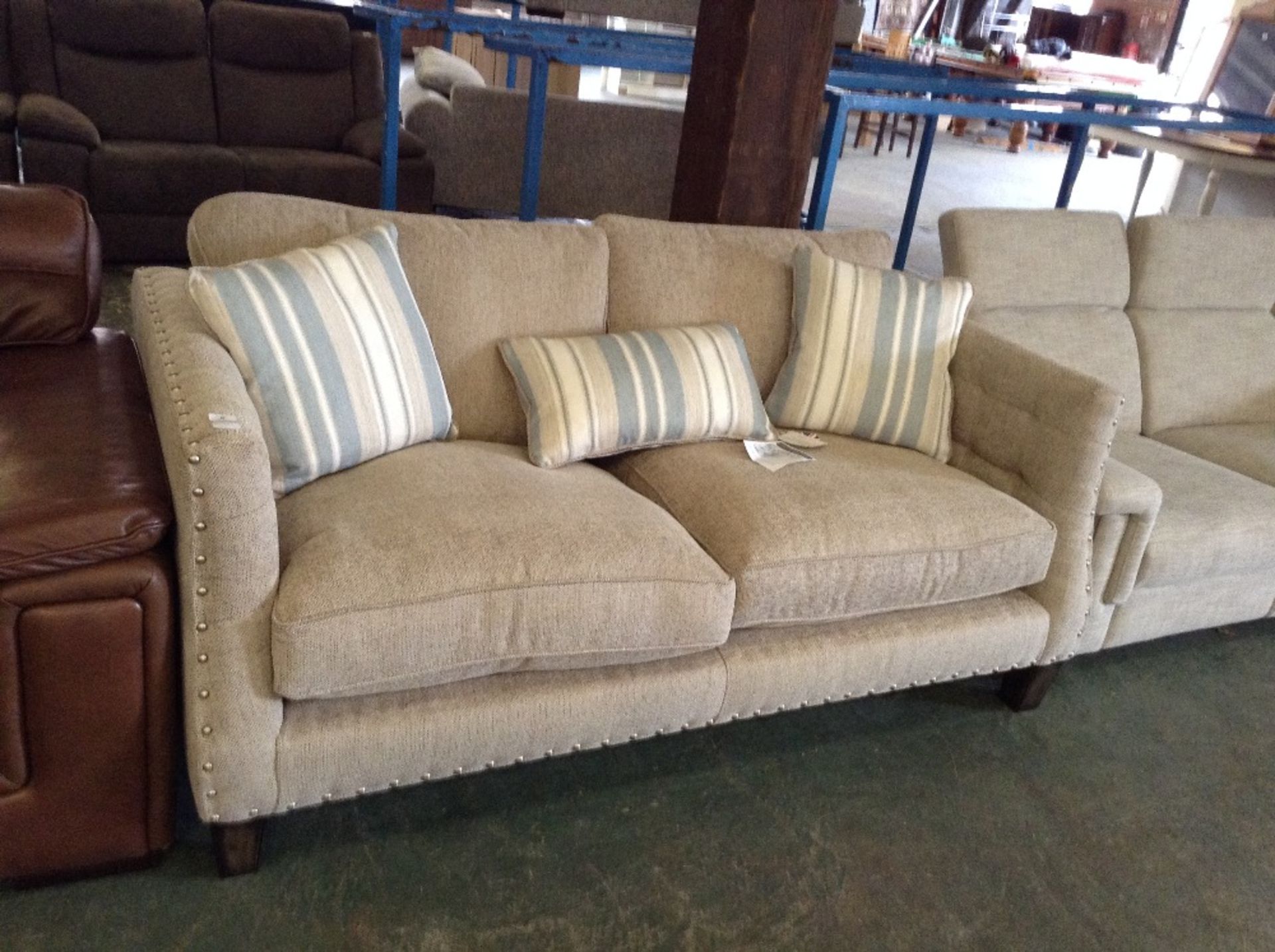 FRANCESCA BISCUIT 2 SEATER SOFA WITH GOLD STUDS (152)