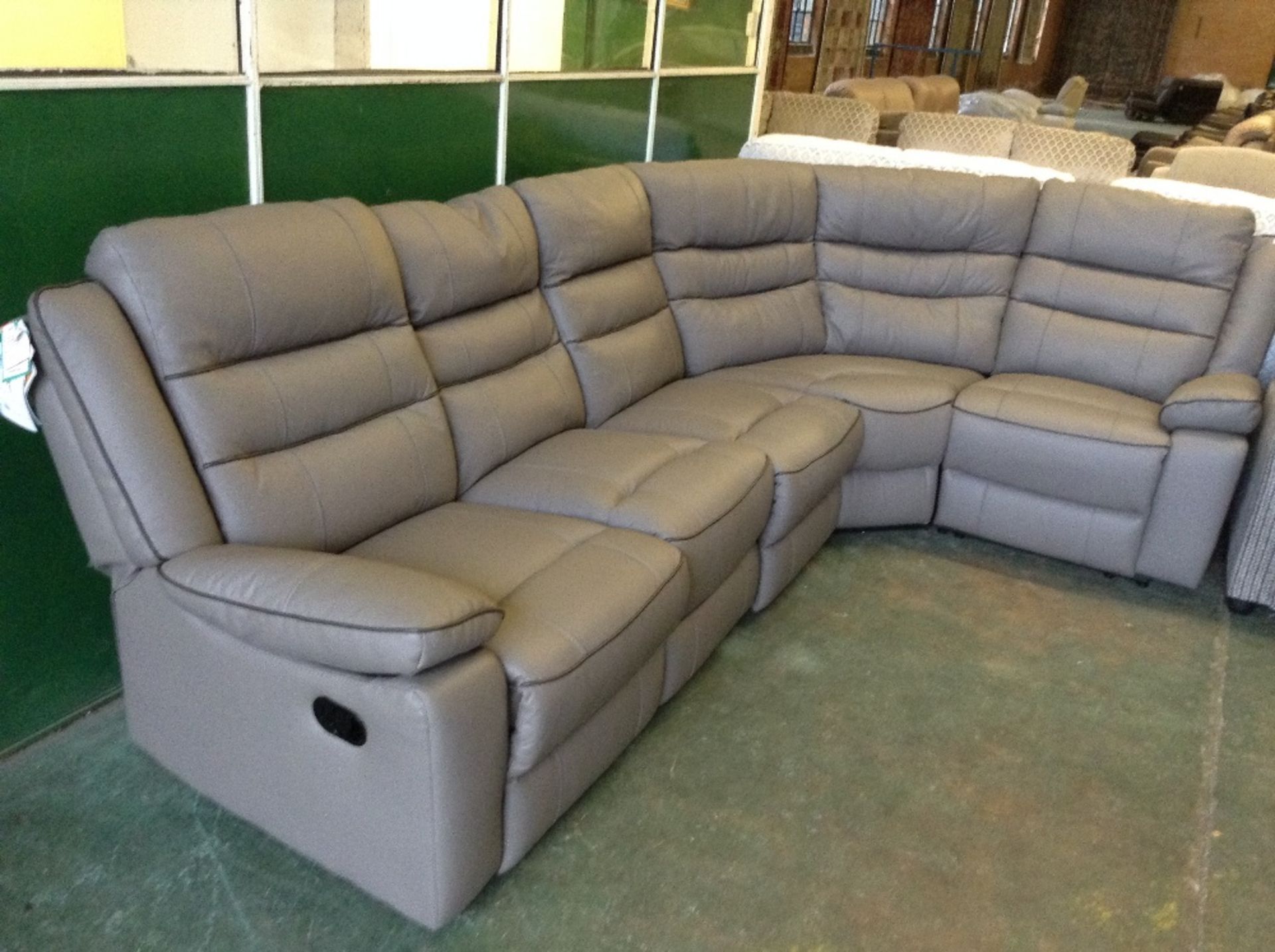 GREY LEATHER WITH BROWN BEADING MANUAL RECLINING 5