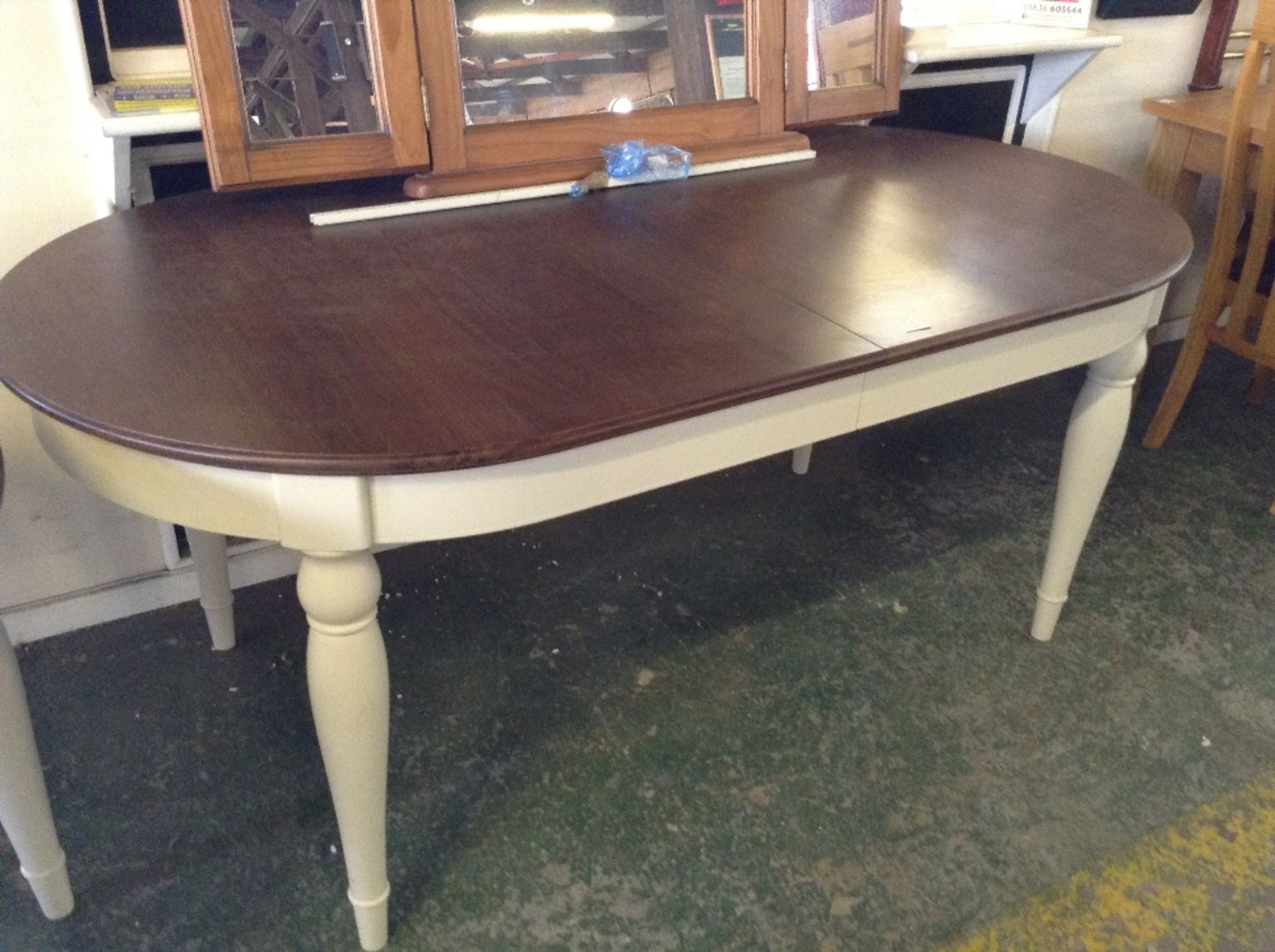 WALNUT AND PAINTED EXTENDING TABLE (2)