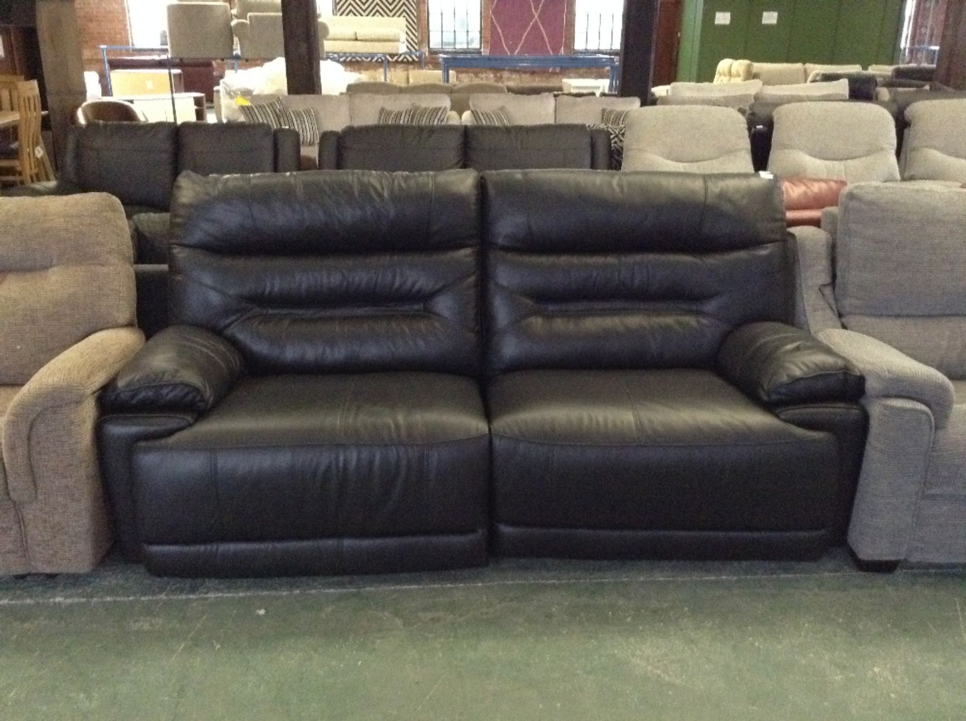 BLACK LEATHER ELECTRIC RECLINING 3 SEATER SOFA (20