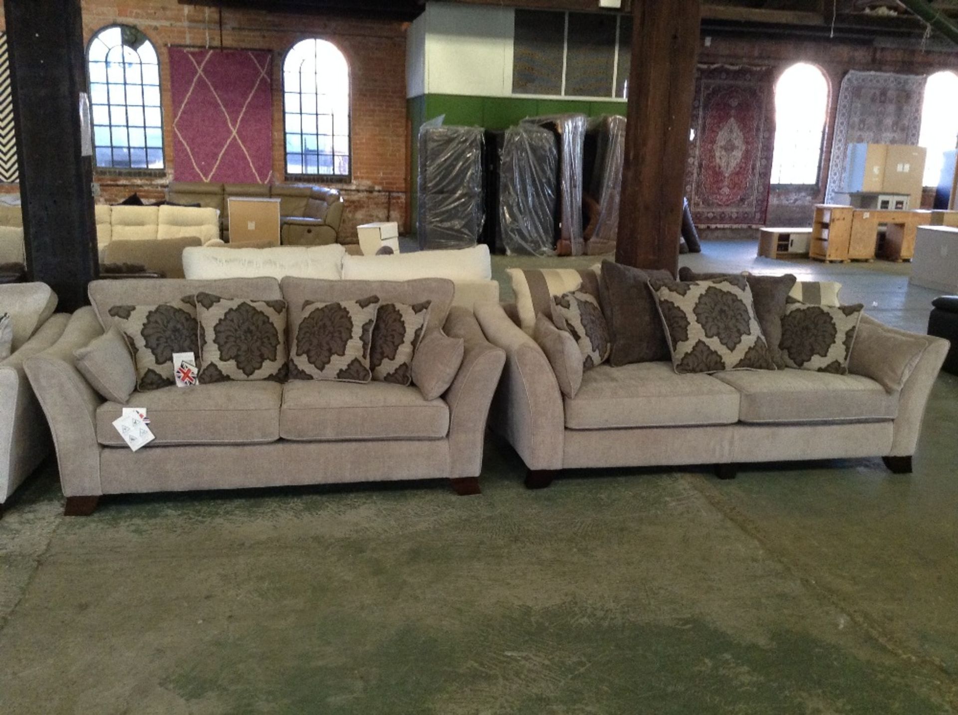 BEIGE 3 SEATER SOFA AND 2 SEATER SOFA