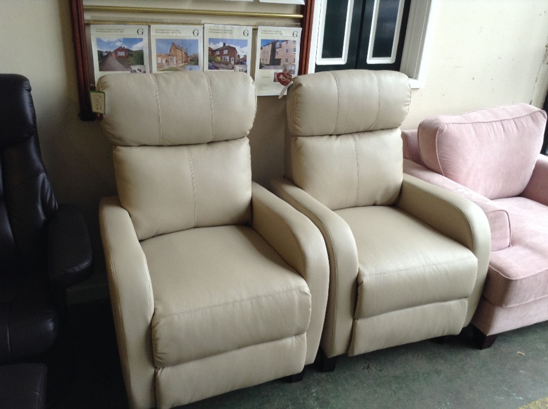 LIDO CREAM LEATHER PUSH RECLINING CHAIR (2)