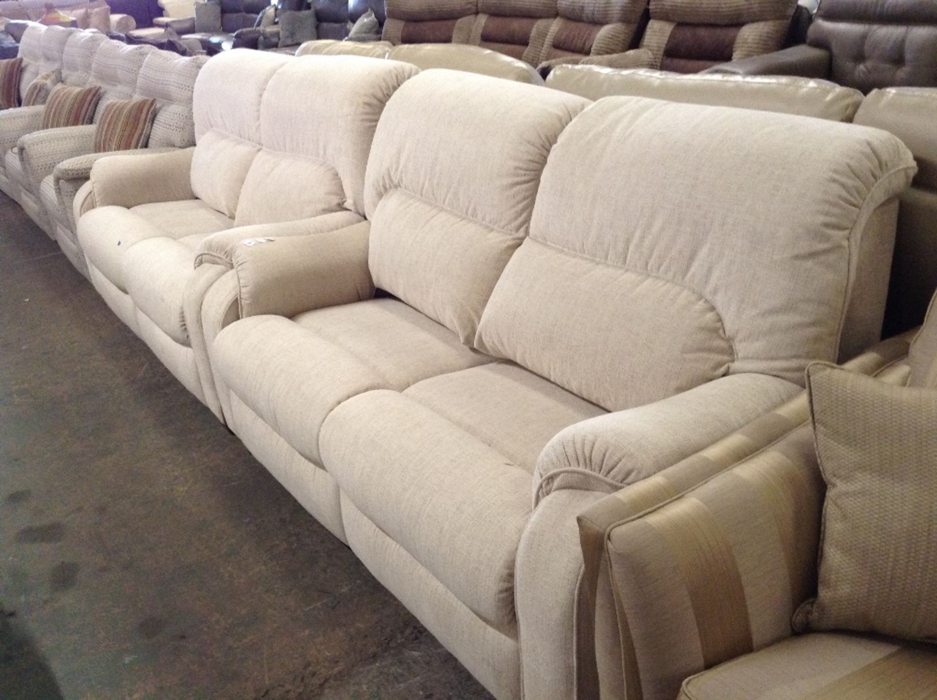 NATURAL HIGH BACK 3 SEATER SOFA AND 2 SEATER SOFA