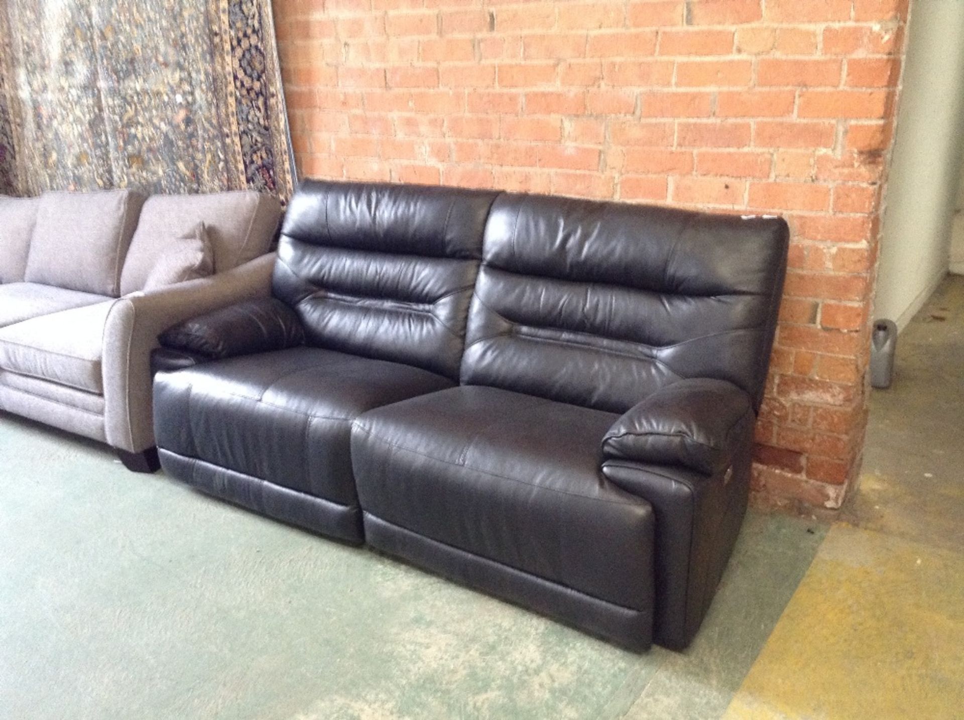 BLACK LEATHER ELECTRIC RECLINING 3 SEATER SOFA (20763)