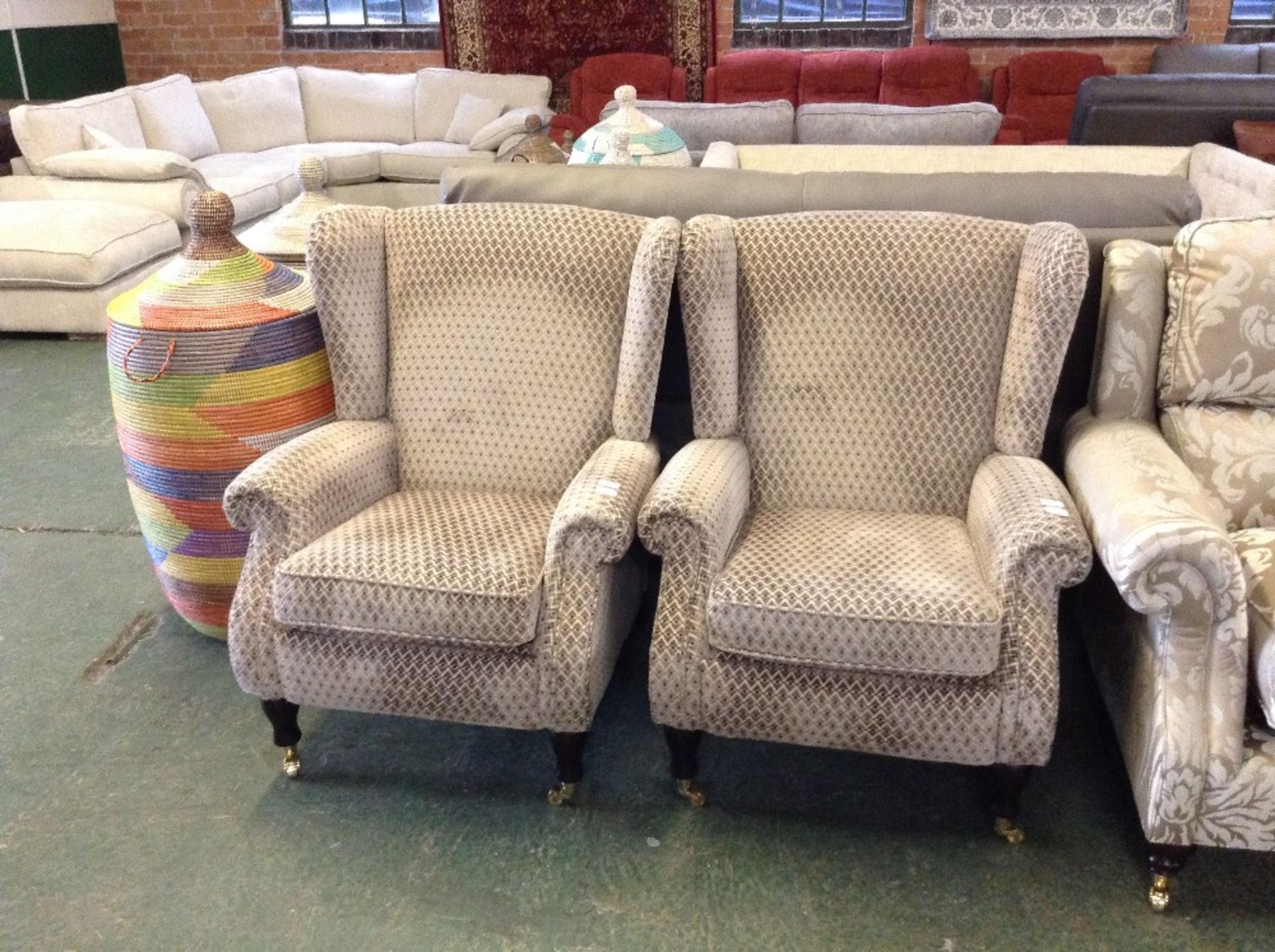 BROWN PATTERNED WING CHAIR (TR000944 WO0306073)