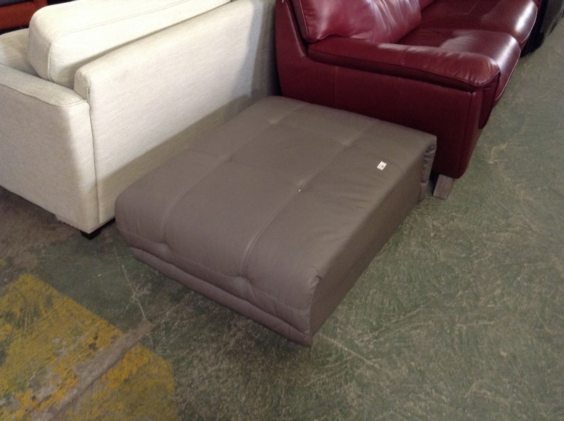 GREY LEATHER FOOTSTOOL (20825)