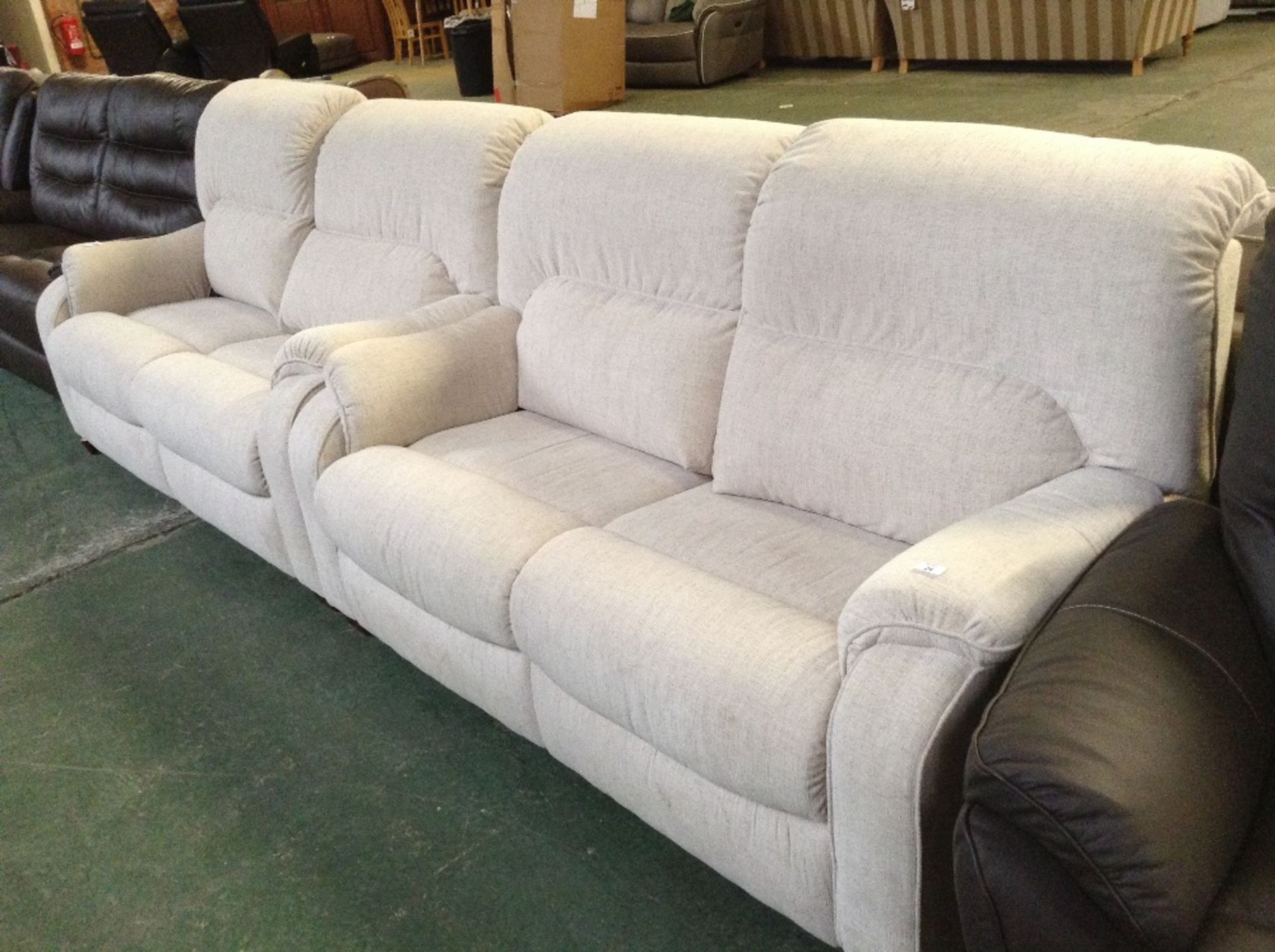 2 x NATURAL HIGH BACK 2 SEATER SOFAS (TR000993 WO0