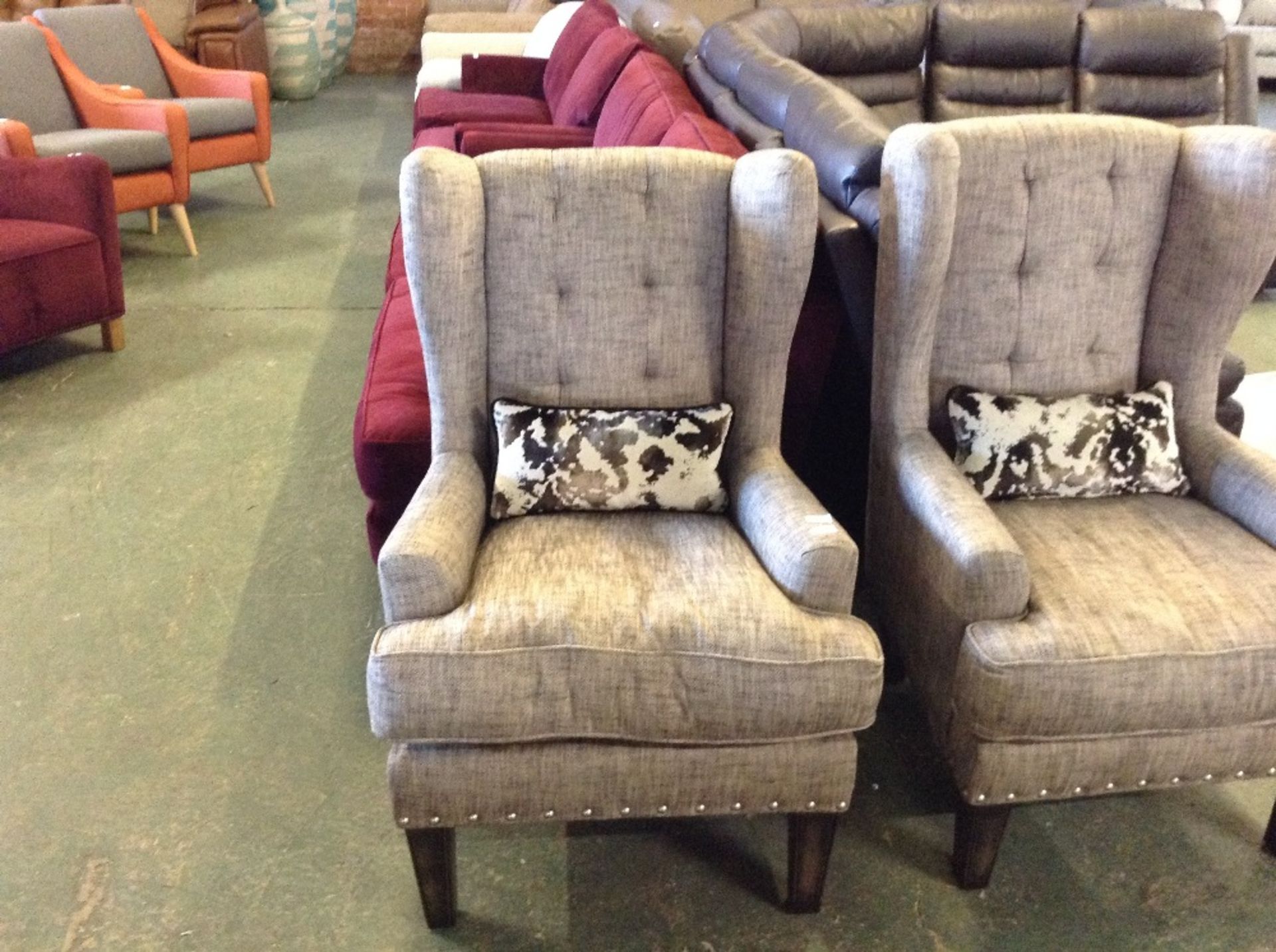 GREY WING CHAIR (5293) (2)