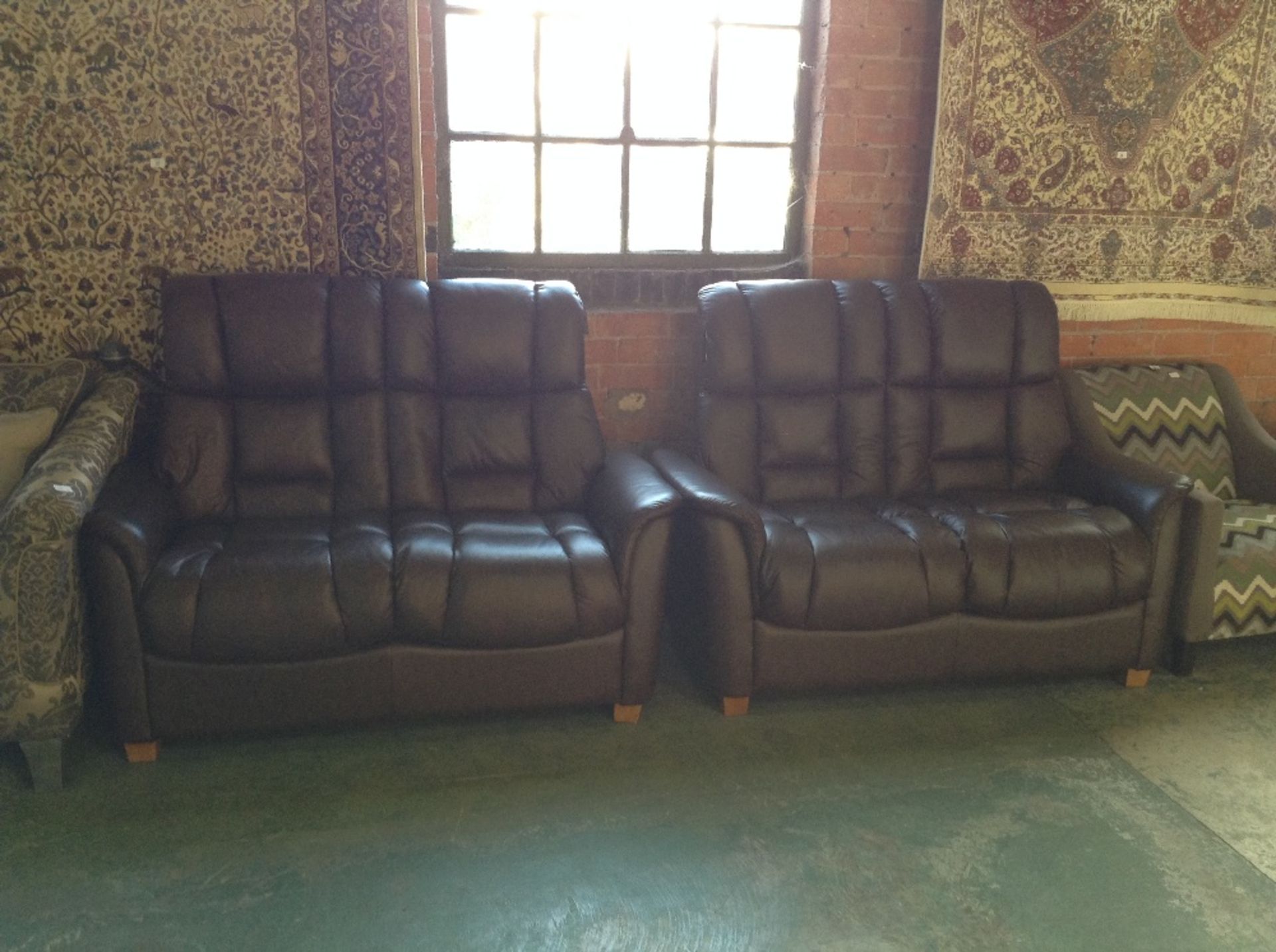 2 x WINDSOR BROWN LEATHER 2 SEATER SOFAS