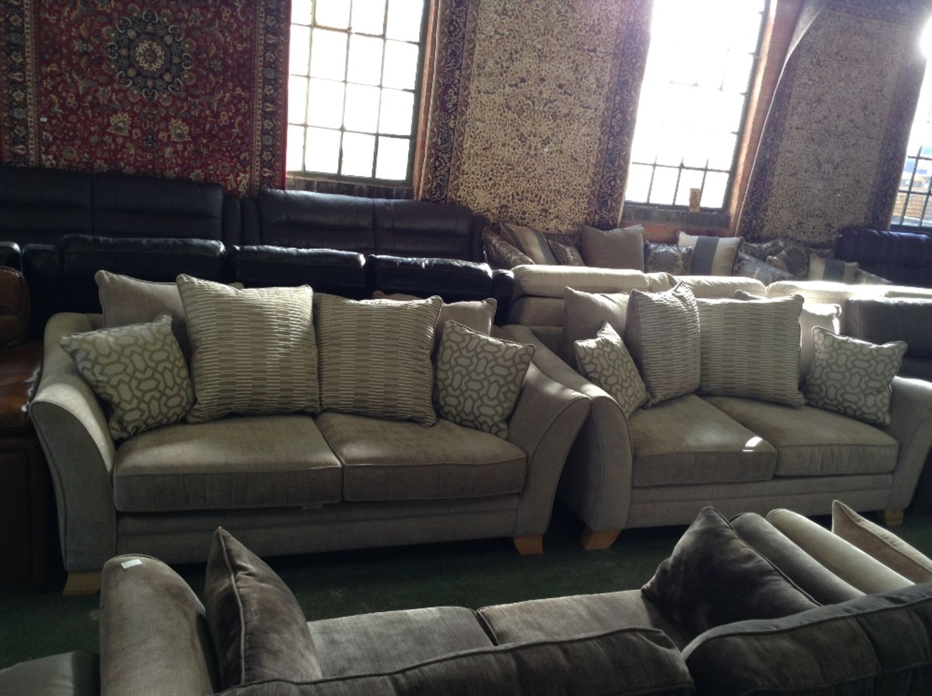 2 x BEIGE 2.5 SEATER SOFAS (5295-5296)