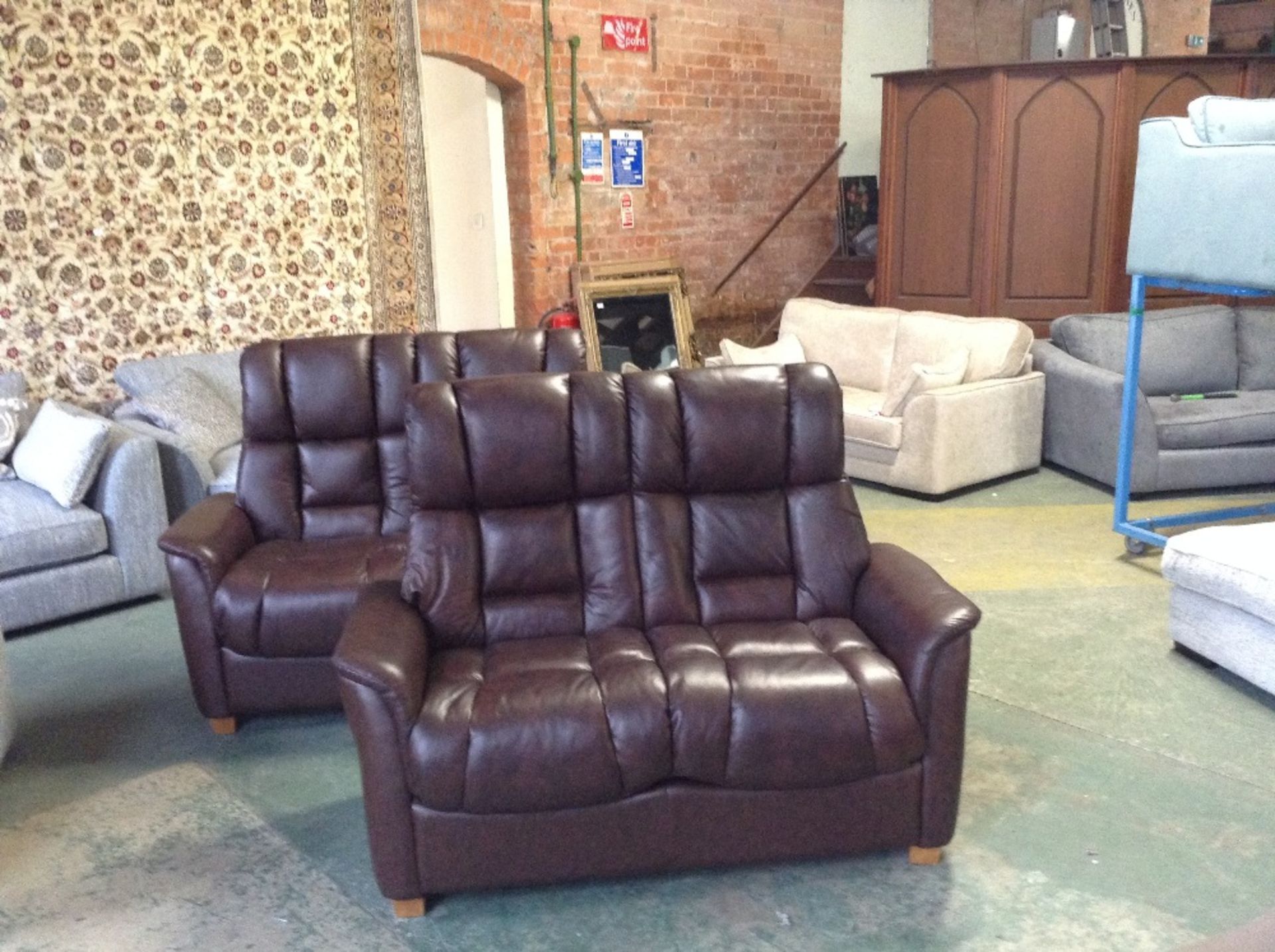 2 x WINDSOR BROWN LEATHER 2 SEATER SOFAS
