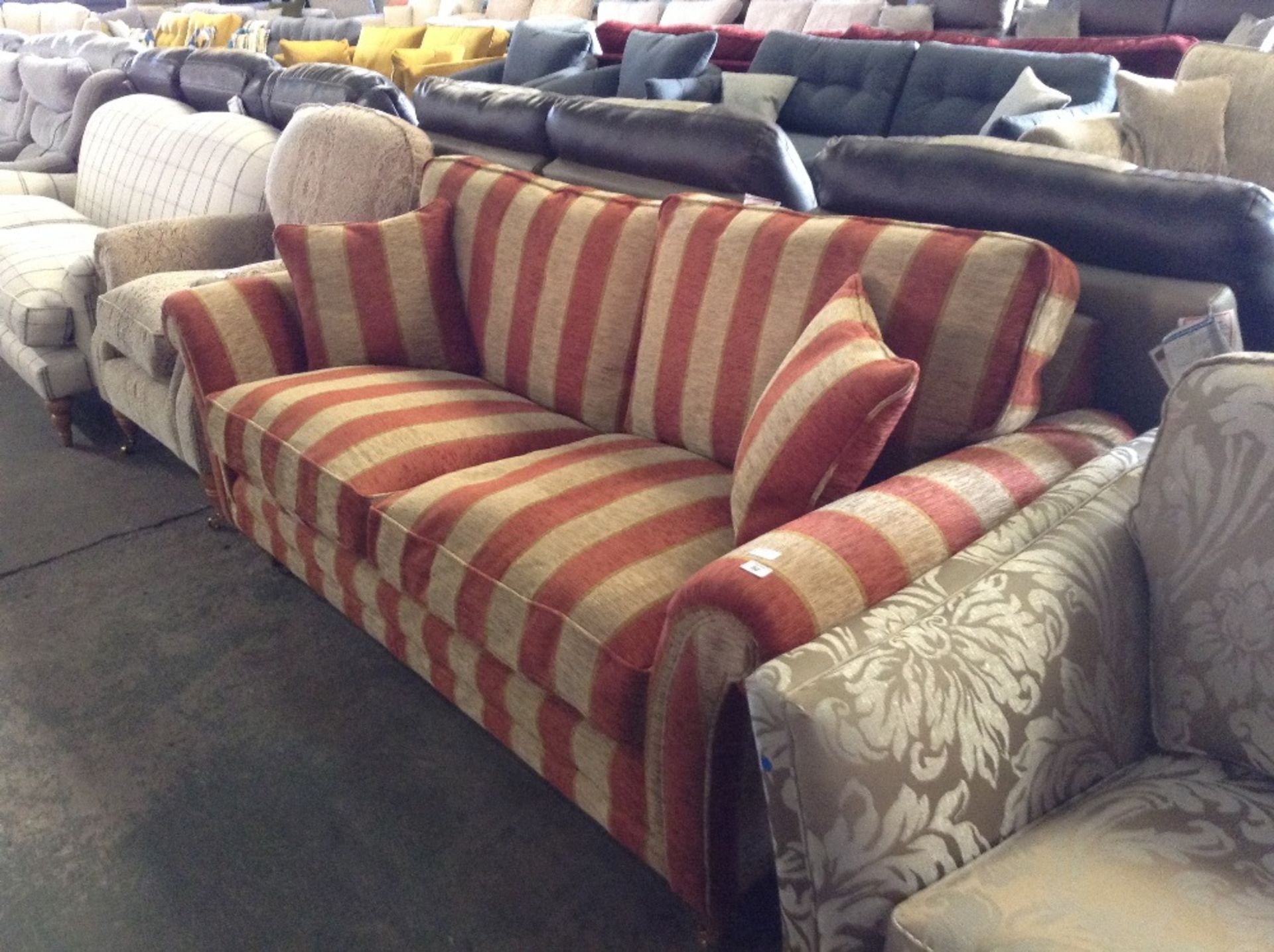 RED AND GOLD STRIPED 2 SEATER SOFA (TR0001012 WO02