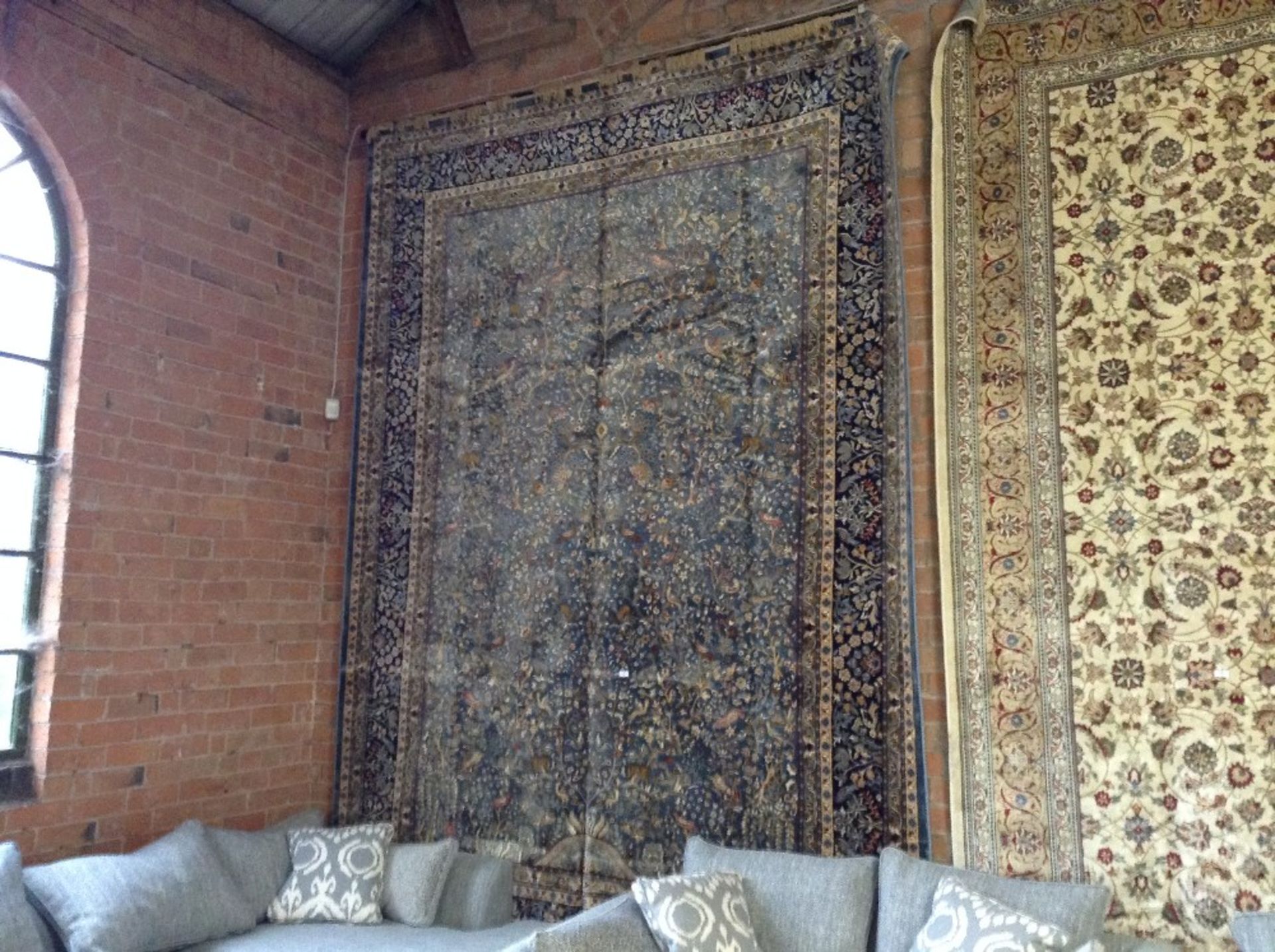 LARGE BLUE GROUND KASHMIR CARPET WITH TREE OF LIFE