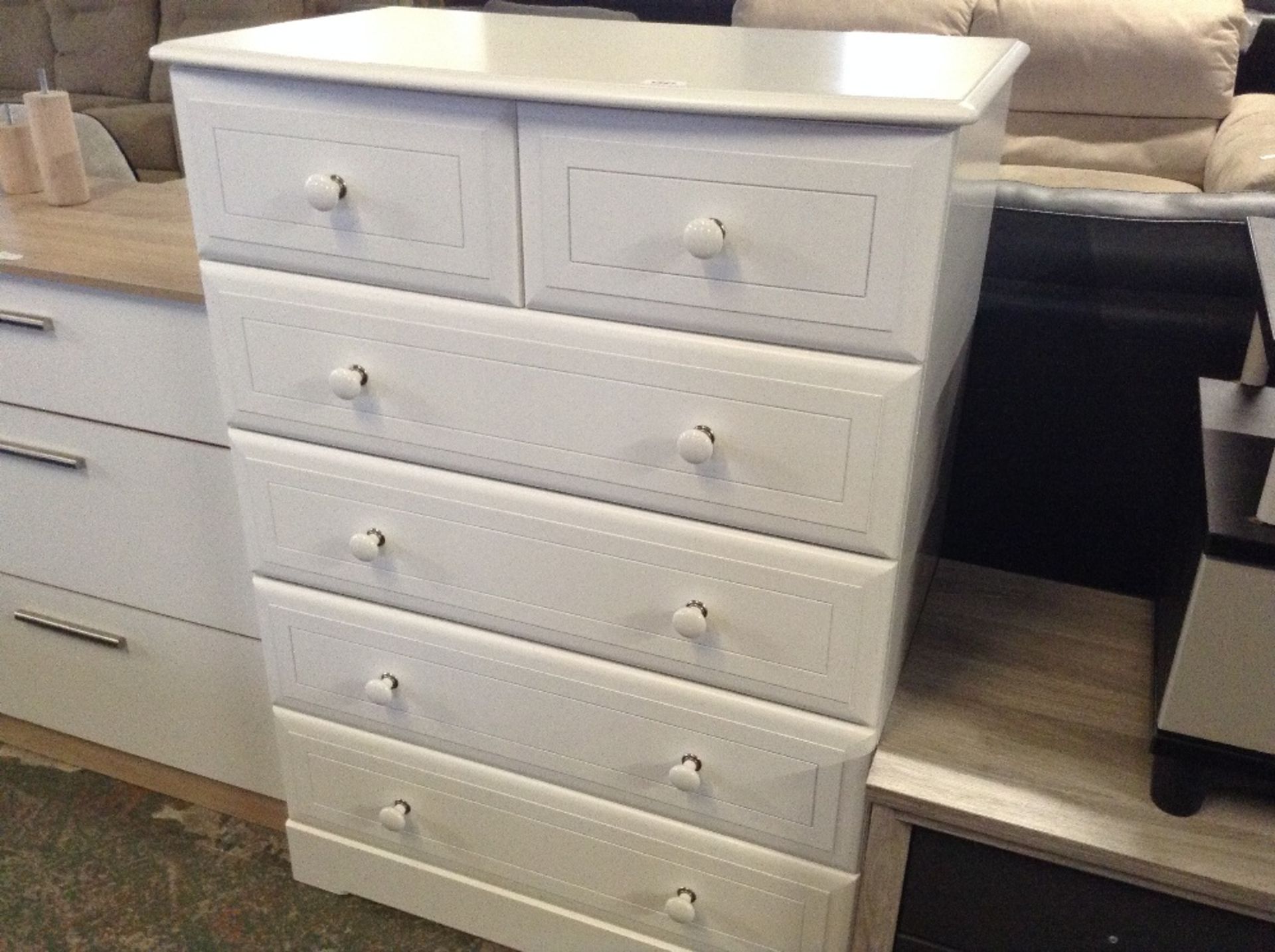 WHITE 2 OVER 4 CHEST OF DRAWERS