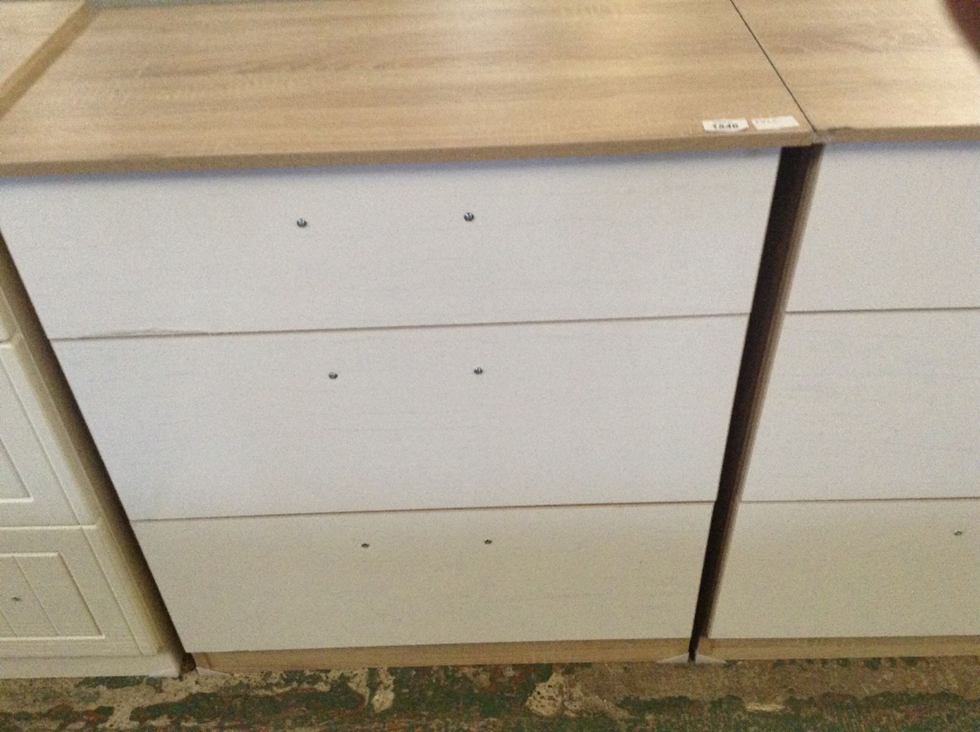 LIGHT OAK AND WHITE 3 DRAWER CHEST