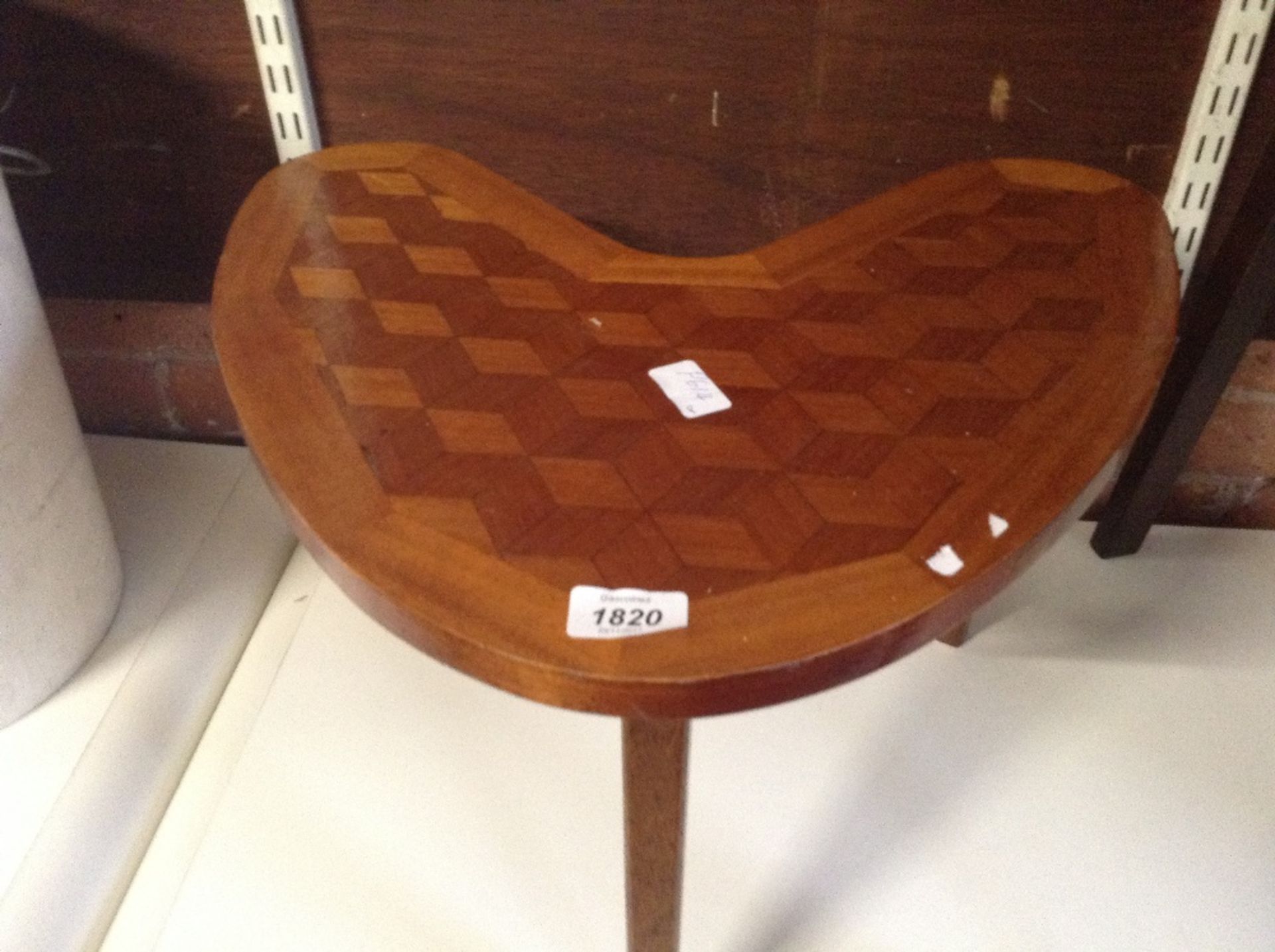 TEAK KIDNEY SHAPED LAMP TABLE