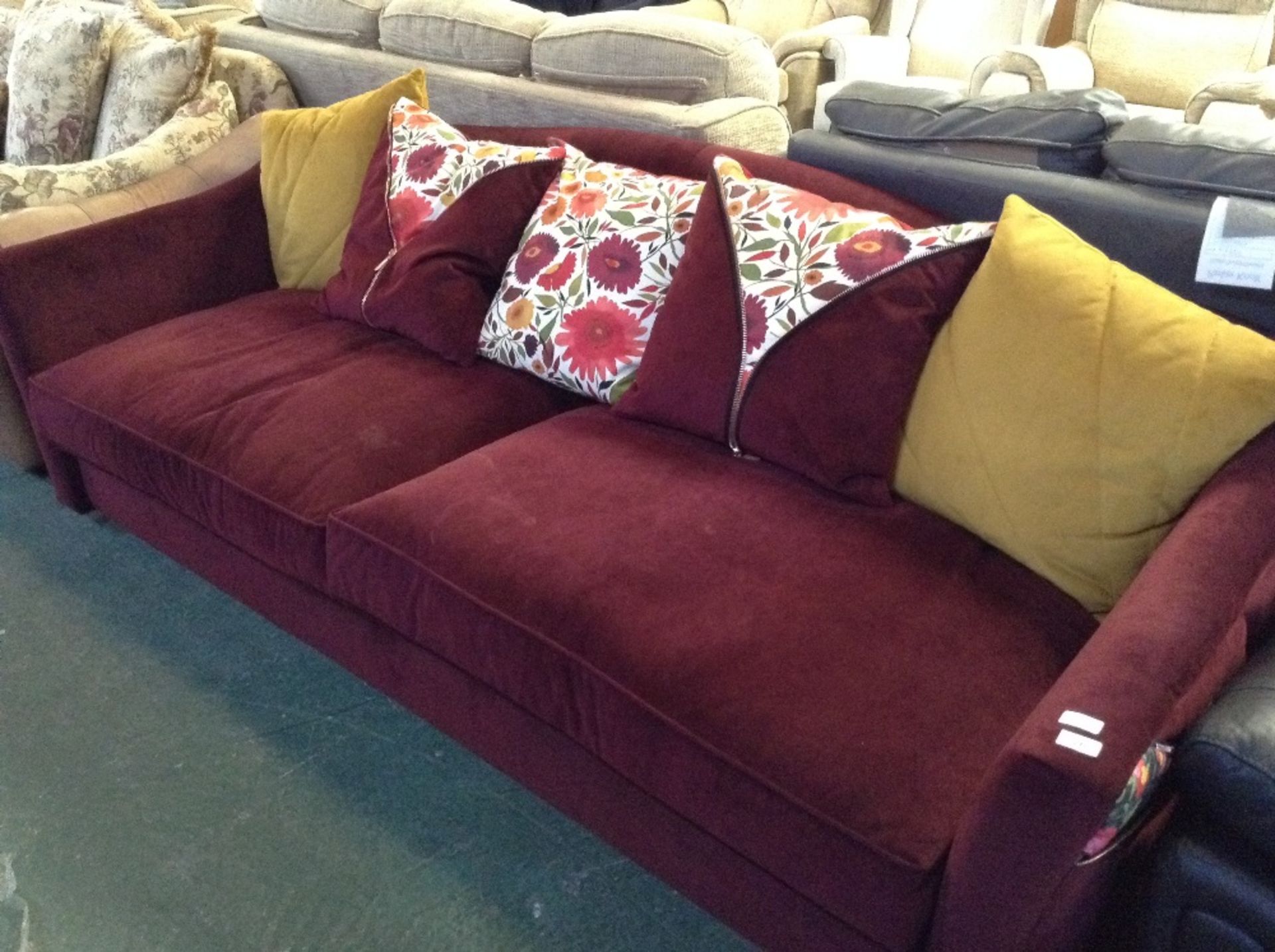 BURGUNDY DEVELOPMENT 3 SEATER SOFA (4531)