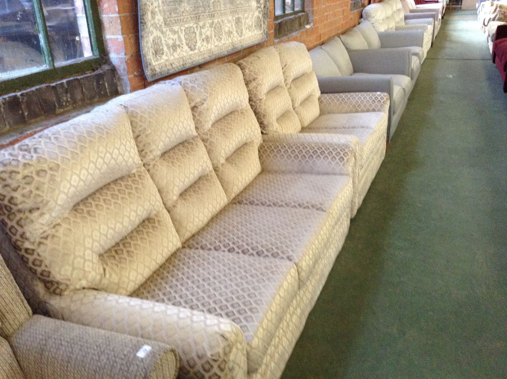 CREAM PATTERNED HIGH BACK 3 SEATER AND 2 SEATER SO