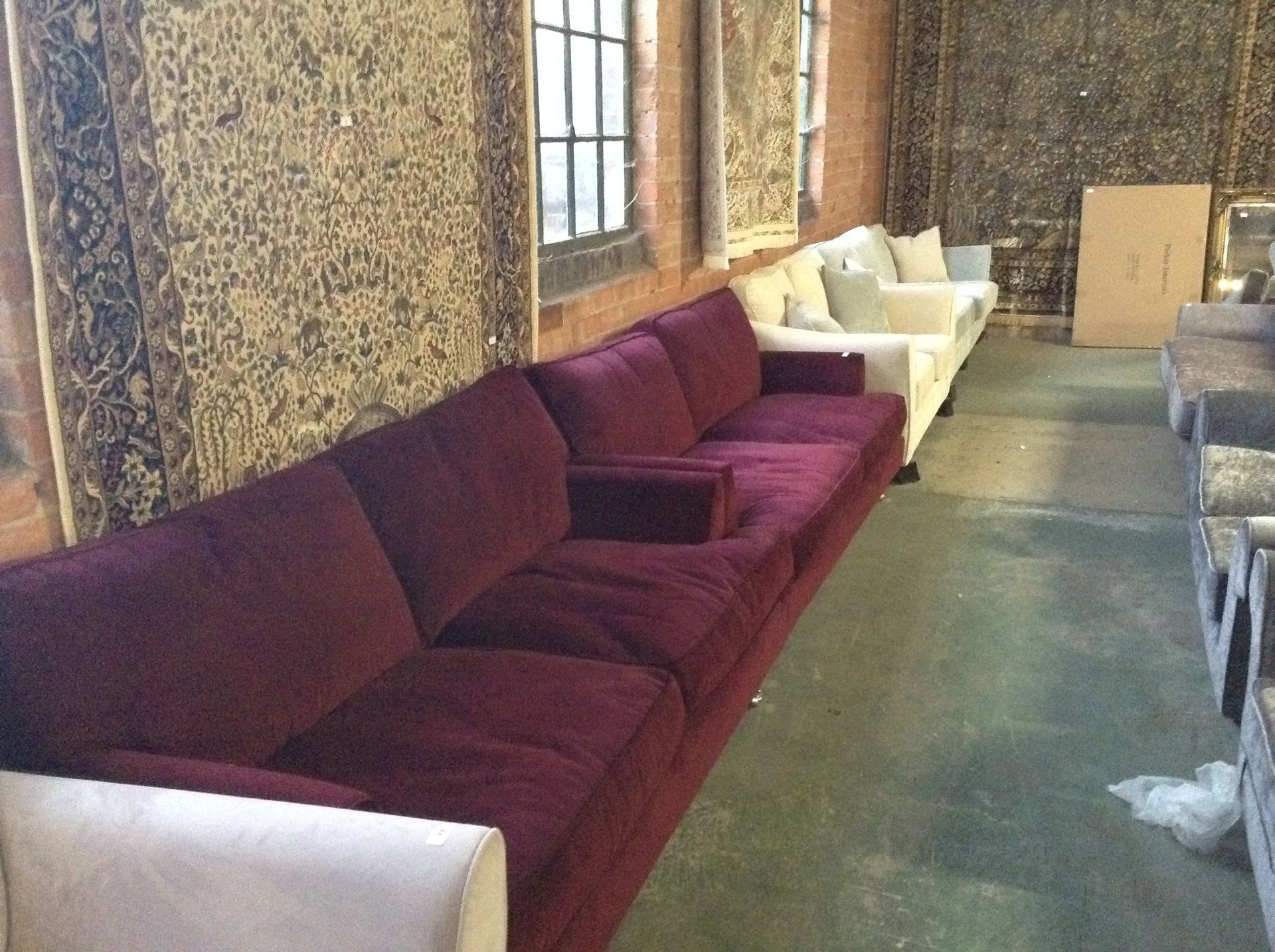 BURGANDY FABRIC 3 SEATER AND 2 - Image 2 of 2