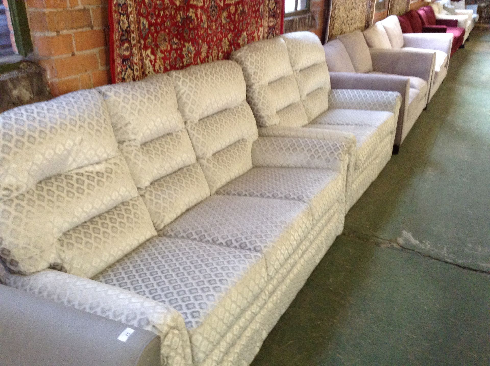 SILVER HIGH BACK 3 SEATER SOFA AND 2 SEATER