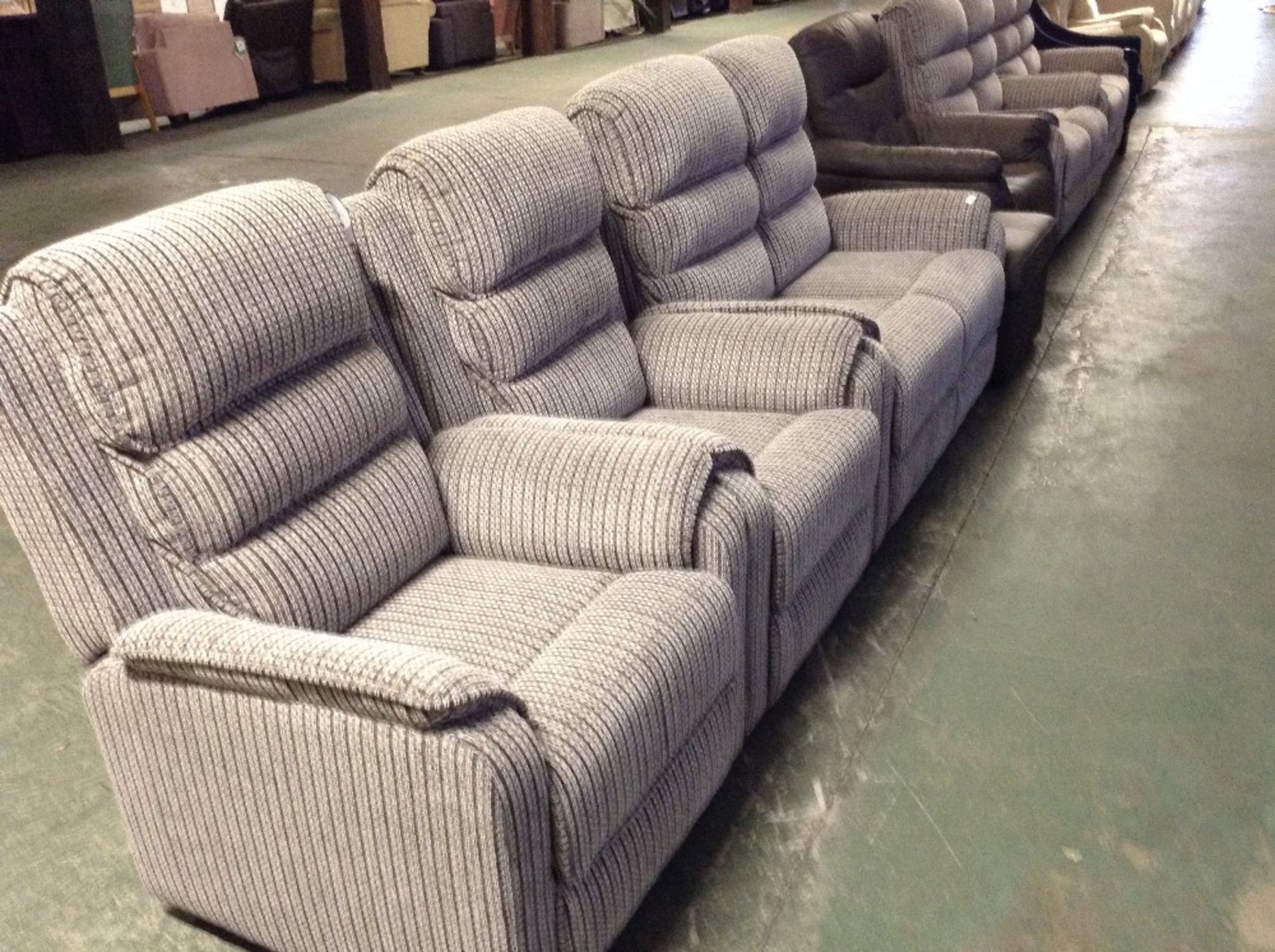 BARCLAY GREY PATTERNED 2 SEATER SOFA AND 2 X CHAIR