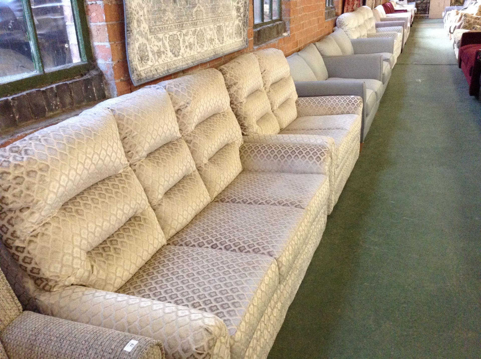 CREAM PATTERNED HIGH BACK 3 SEATER AND 2 SEATER SO