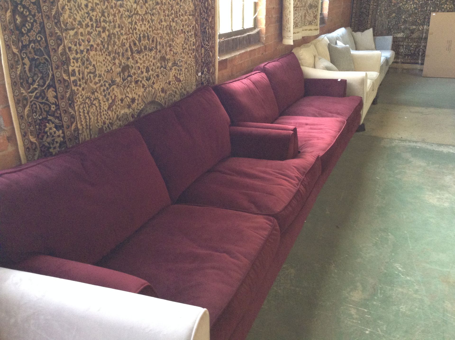 BURGANDY FABRIC 3 SEATER AND 2