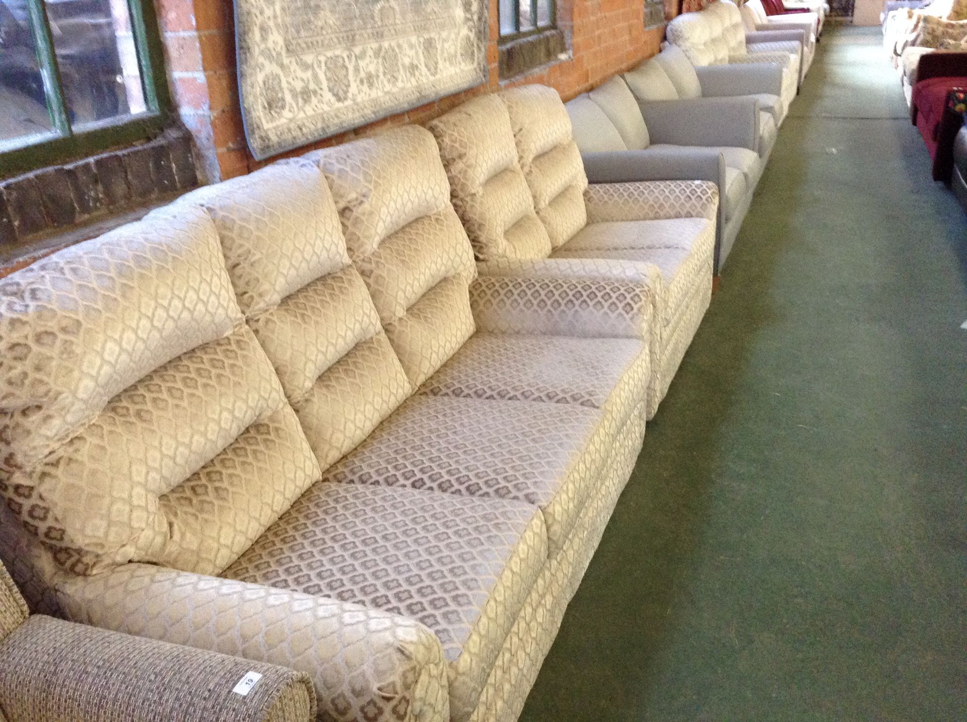CREAM PATTERNED HIGH BACK 3 SEATER AND 2 SEATER SO