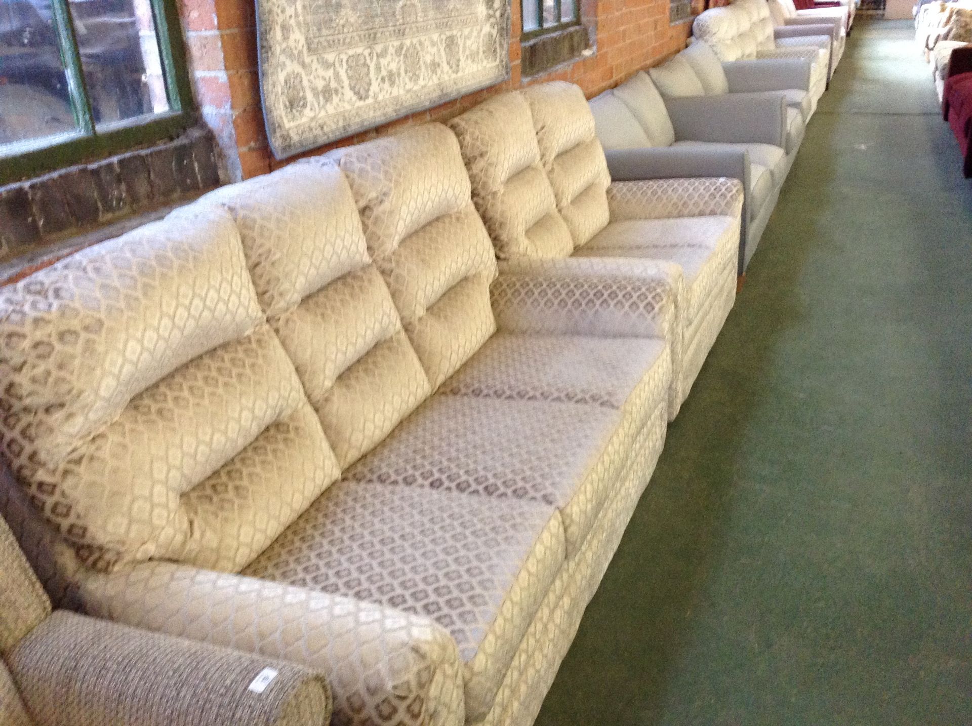 CREAM PATTERNED HIGH BACK 3 SEATER AND 2 SEATER SO