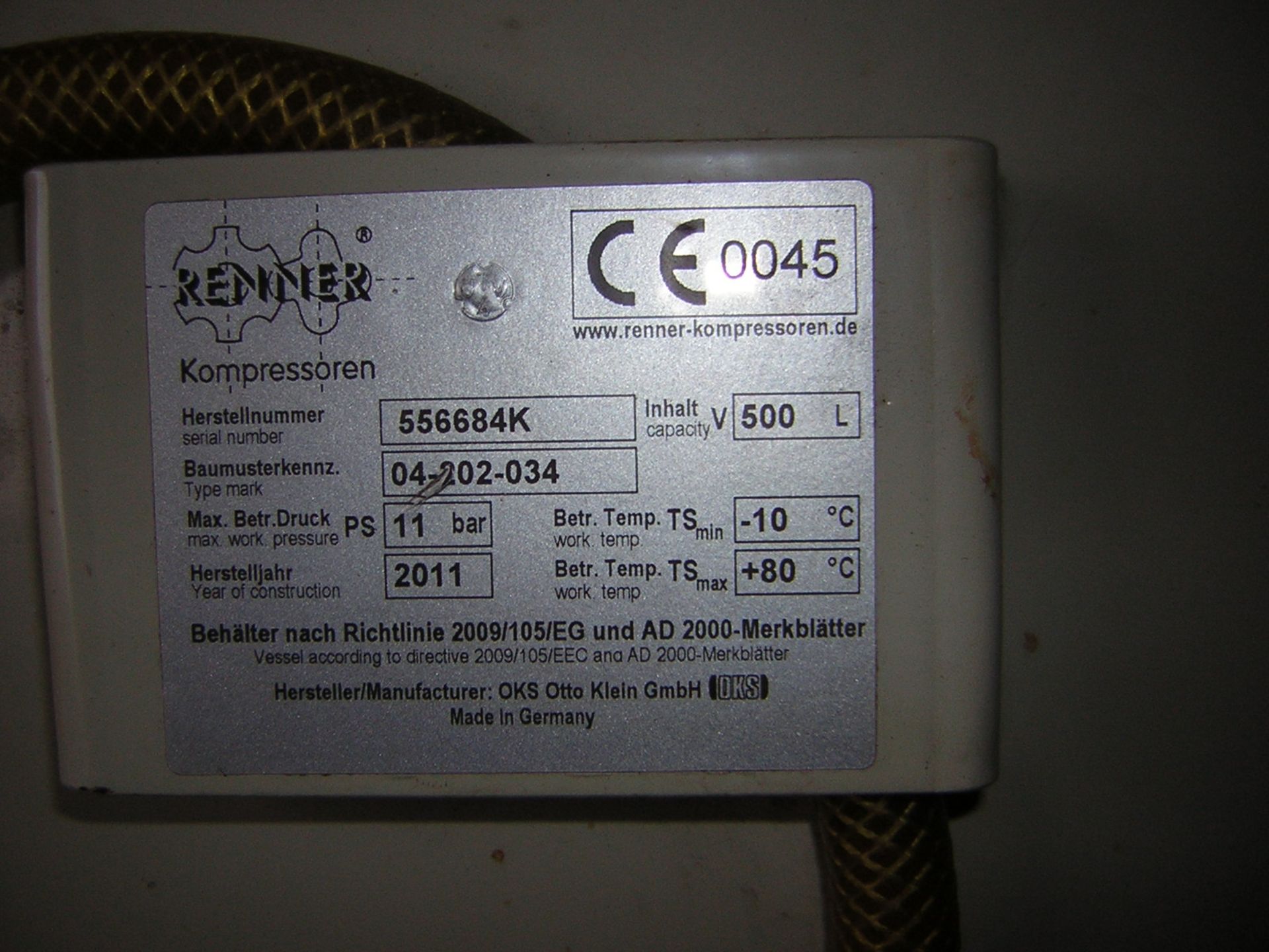 Renner Compressor Mod. RSDKF15 Year 2011 - Image 3 of 7