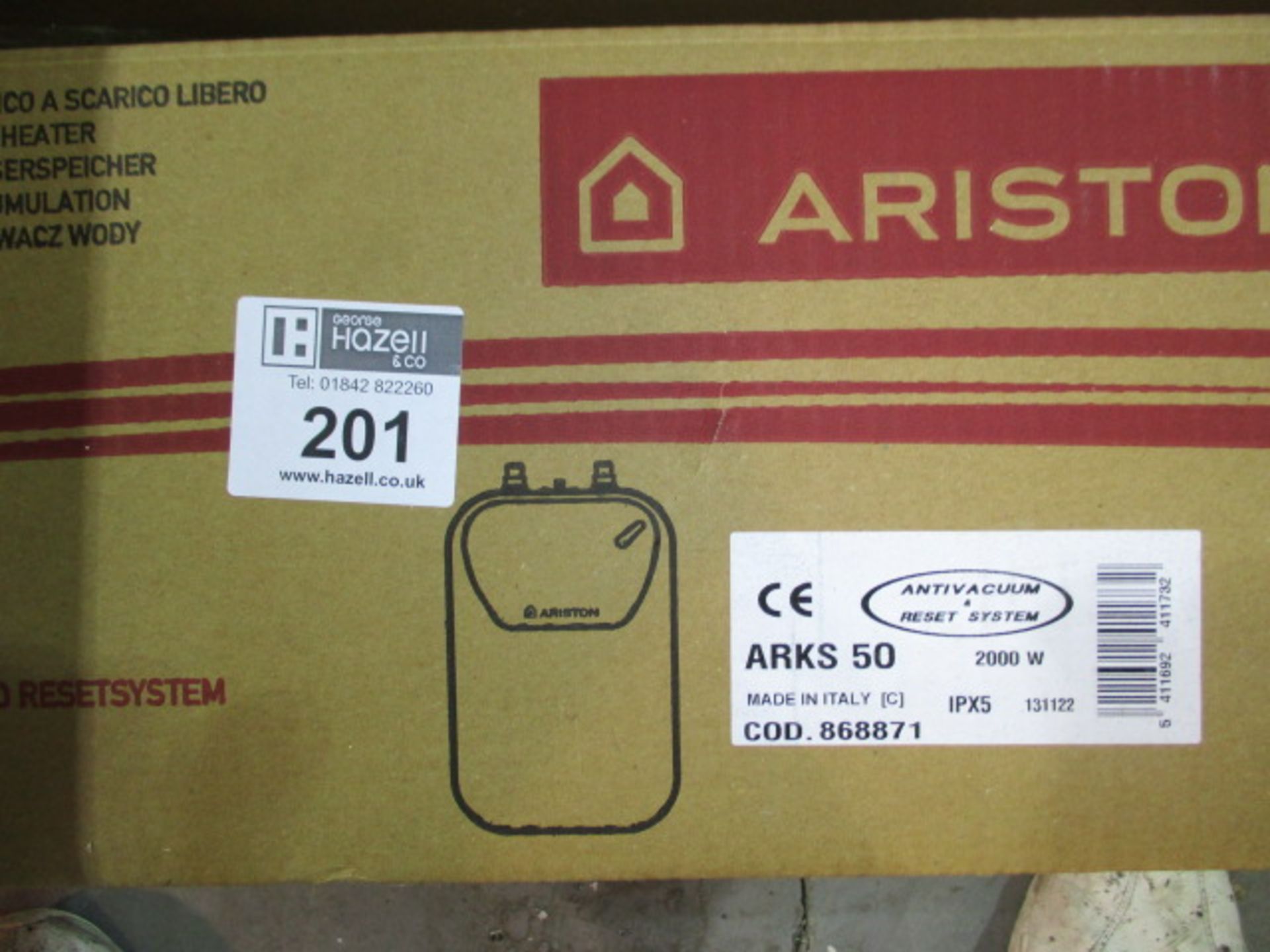 1 X ARISTON 5LT WATER HEATER