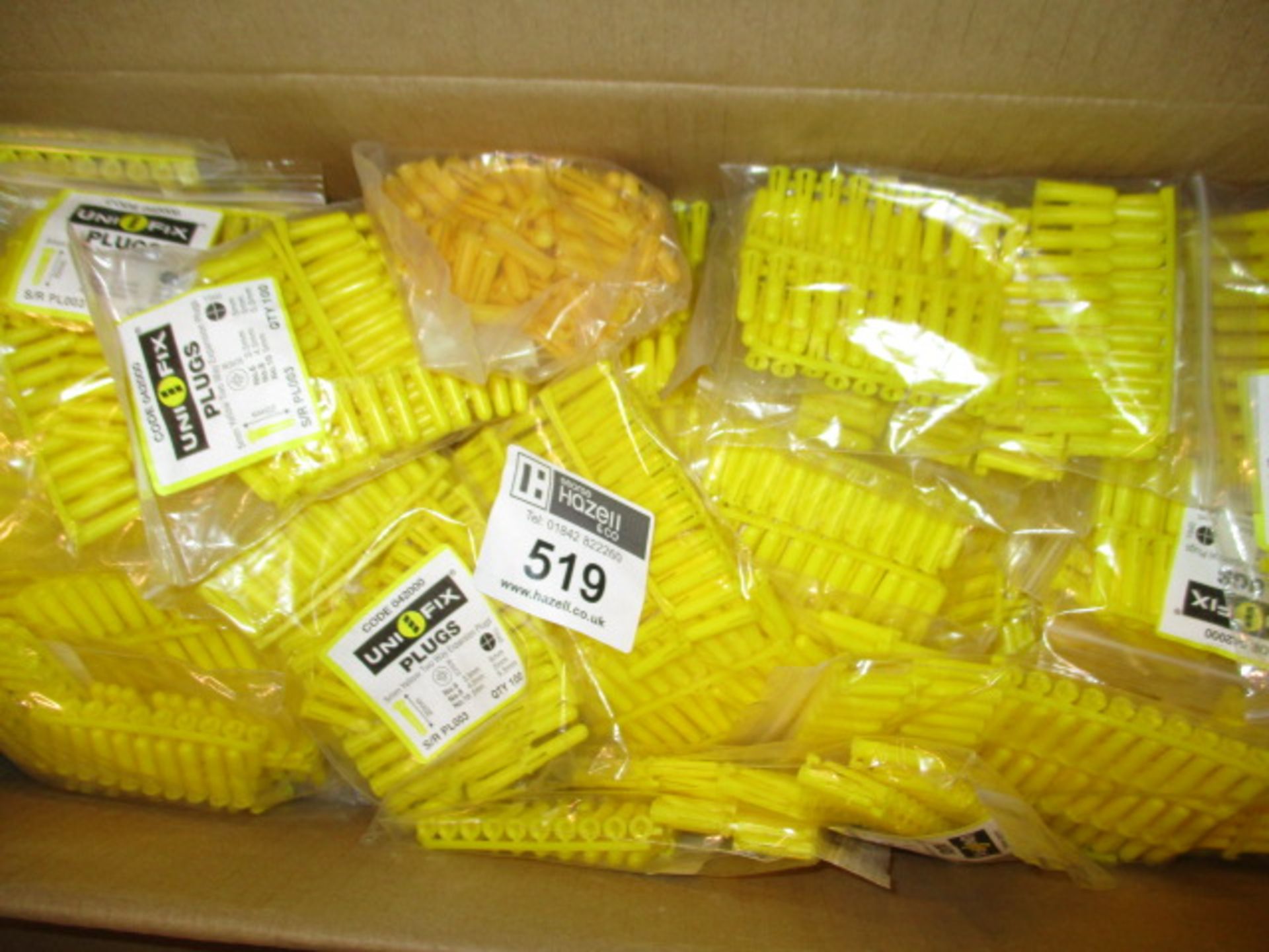 BOX OF YELLOW RAW PLUGS