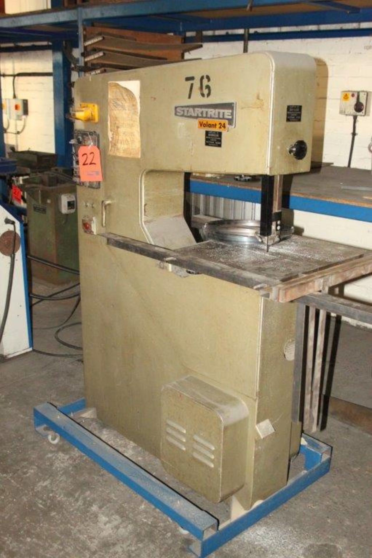 STARTRITE VOLANT 24V10 VERTICAL BANDSAW C/W SPARE BLADE AND BLADE WELDER. ON WHEELS # 23033