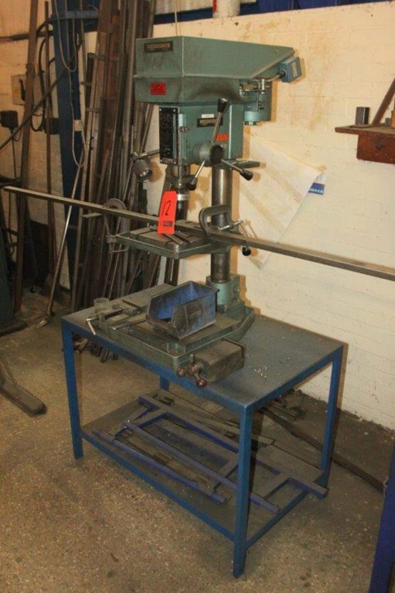 MEDDING MB4 10 SPEED BENG DRILL AND ON STAND C/W MACHINE VICE # 032676