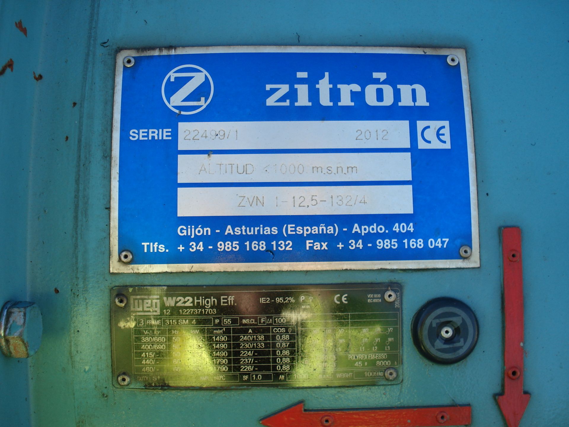 Zitron (Green) Large Air Circulation Fan - ZVN 1-12,5-132/4 - YOM 2012 - + Control Unit - Image 2 of 5