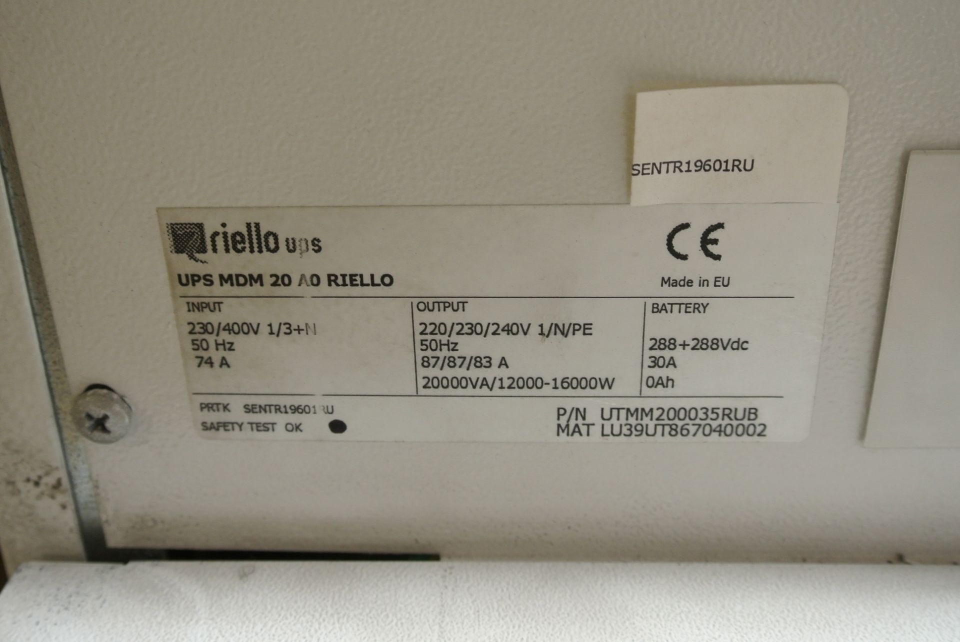 Riello Multi Dialog MDM 20 Kva Uninterruptible Power Suply UPS - Unit body without Batteries - Image 5 of 7