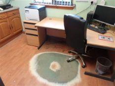 Desk with pedestal, 2x 3 drawer filing cabinet, swivel chair