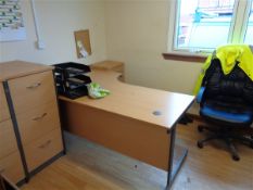 2x desks, 2x Pedestals, 2x 3 drawer filing cabinet contents 1 office (excluding HP Plan plotter)