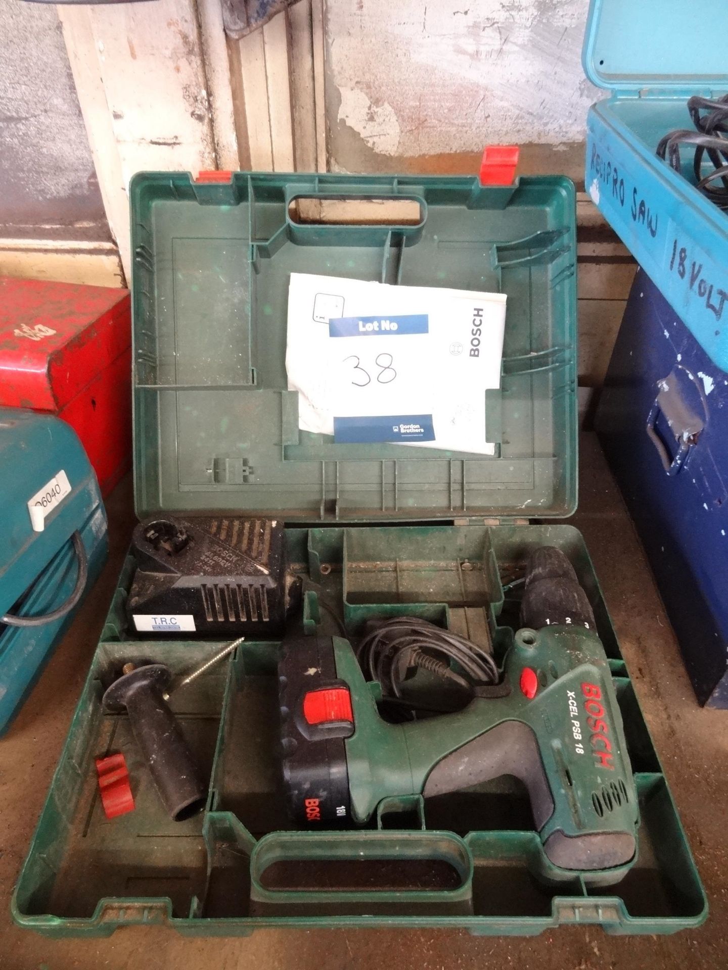 Bosch X-Cel PSB18 18v cordless drill with charger in ABS case and 18v drill (Lift out charge £5 plus