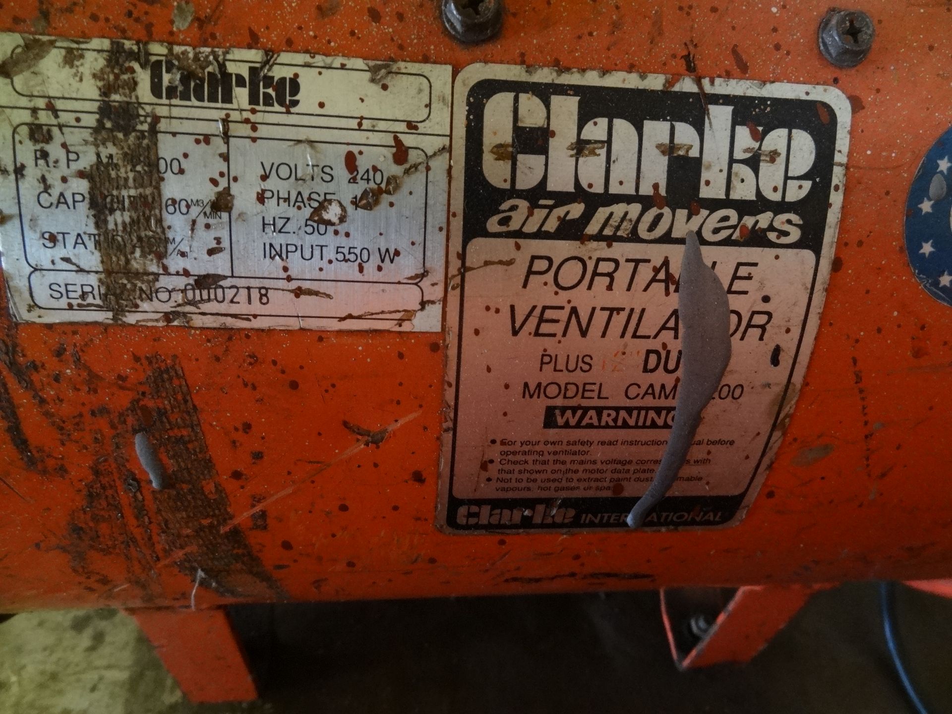 2 x Clarke 12" portable ventilation units, 240v (Lift out charge œ5 plus VAT) - Image 2 of 2