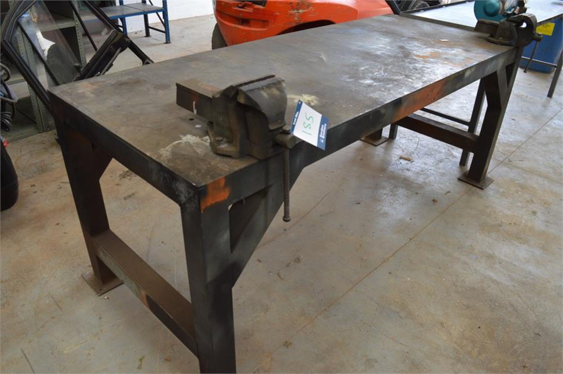 Steel workbench with Record No.6 and Record No.4 vices