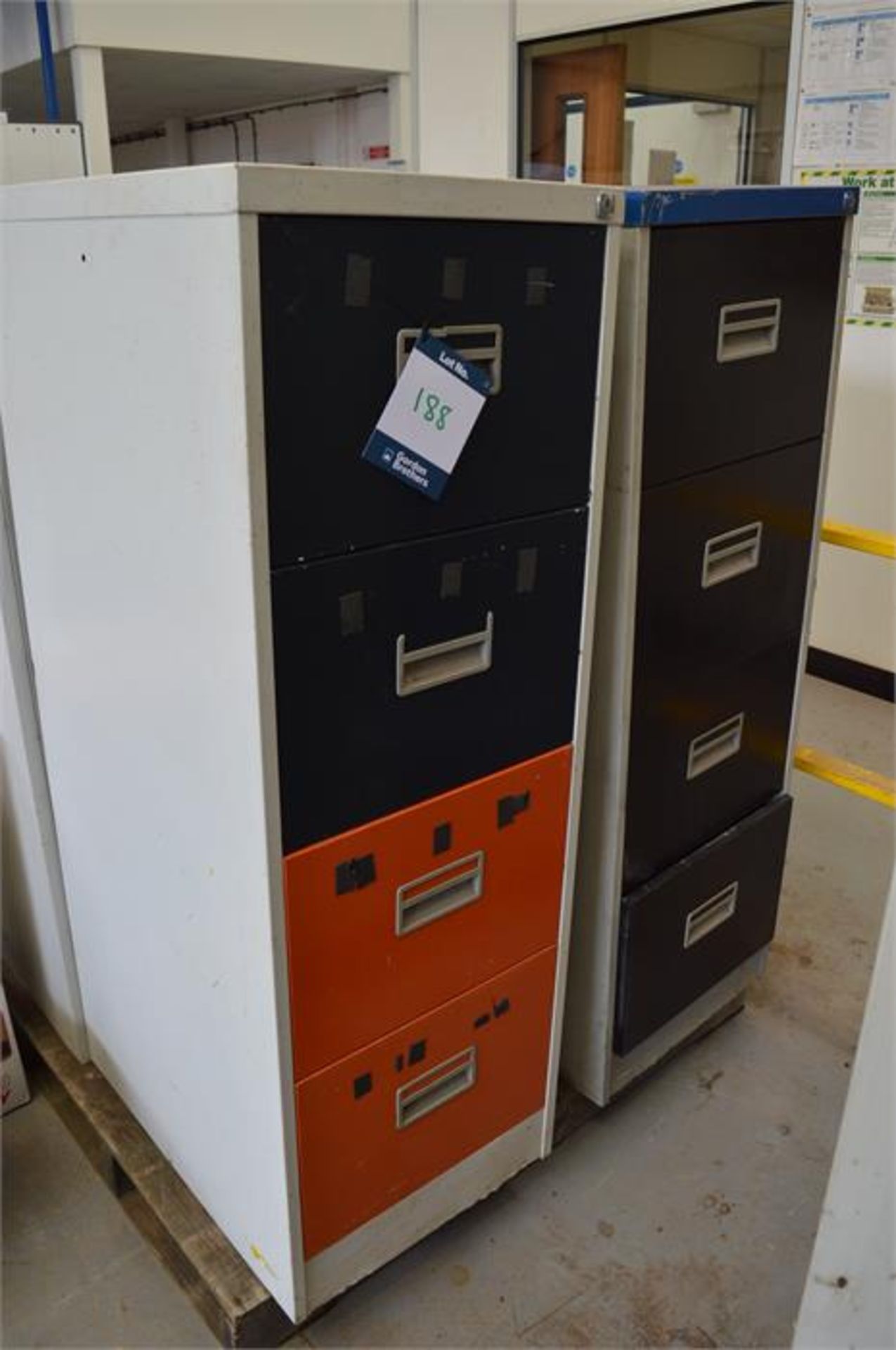 4 x steel 4 drawer filing cabinets, as lotted