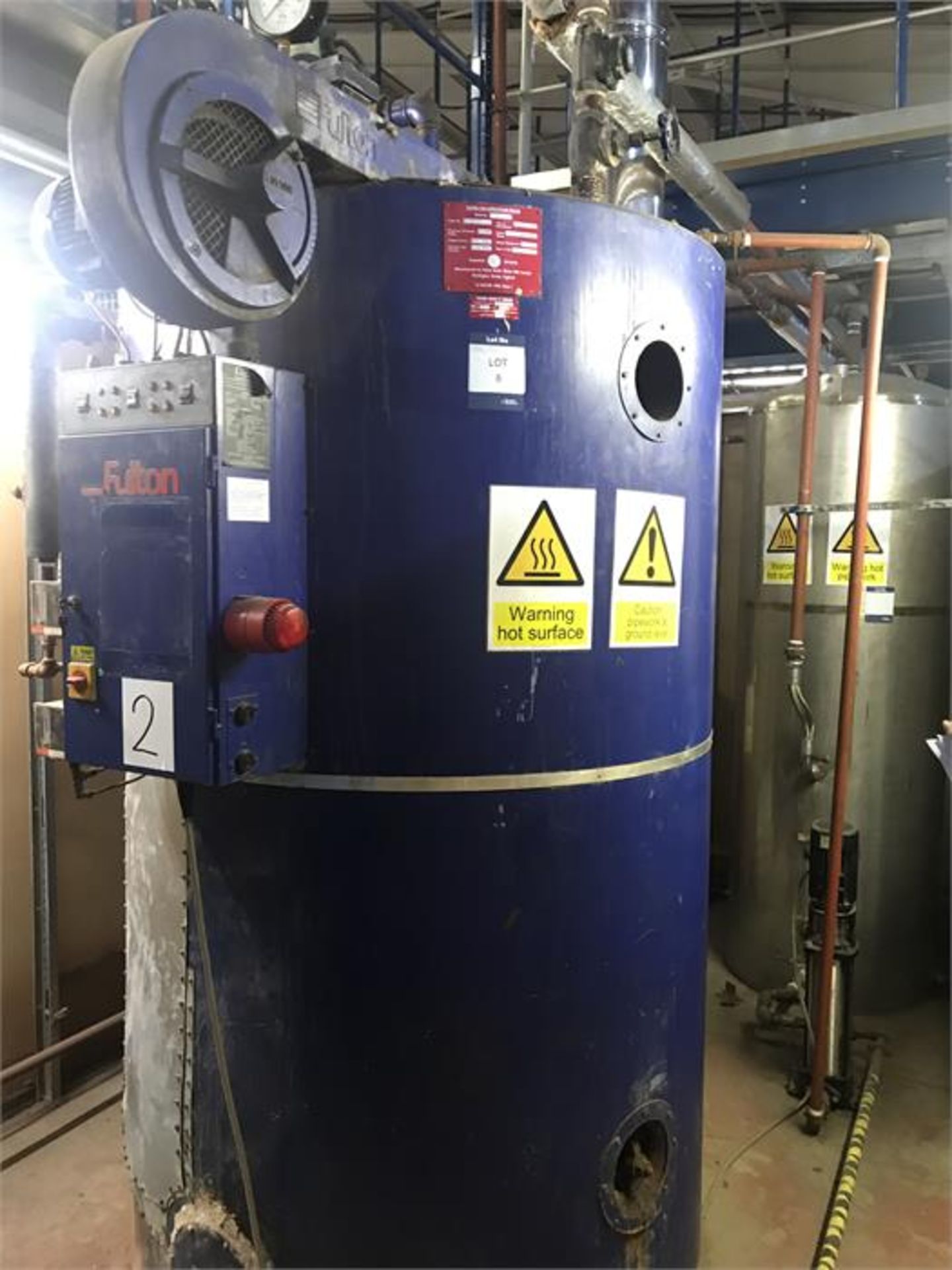 Fulton Model 60E steam boiler, Serial No. B8266 (2000) 600kw 960kg/h steamGrundfoss multi stage