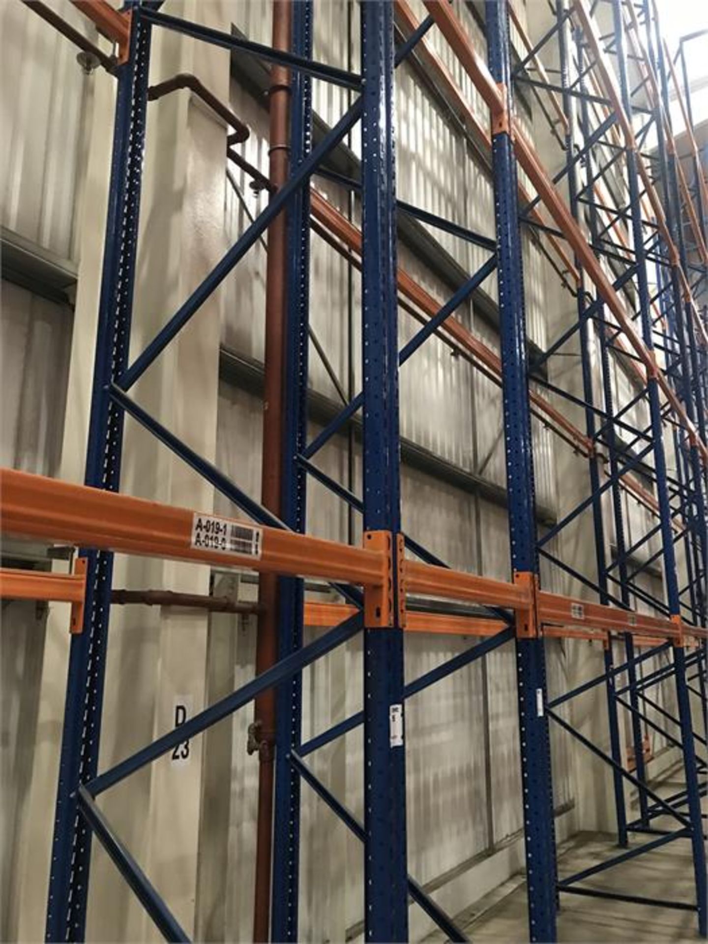 High bay racking system comprising 8500 pallet spaces over 14 runs:- 1 x 54 (11000mm x 1100m) end - Image 11 of 13